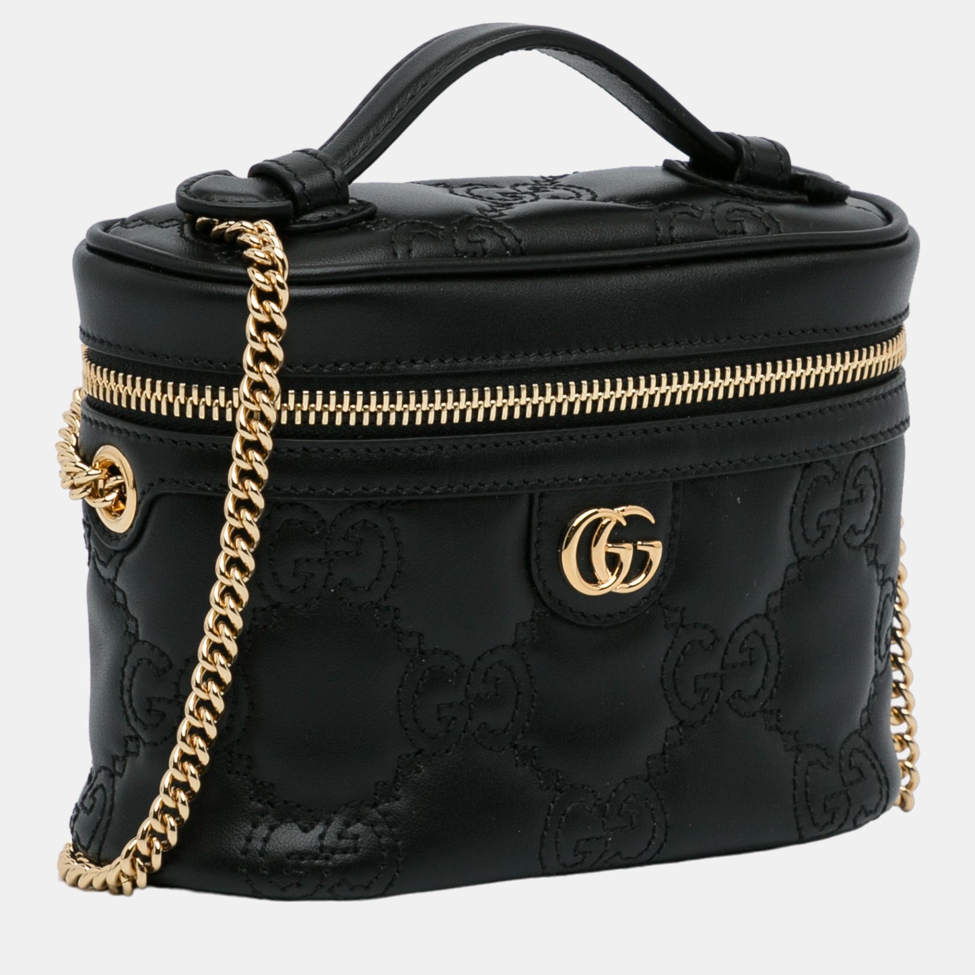 

Gucci Black GG Matelasse Mini Top Handle Bag