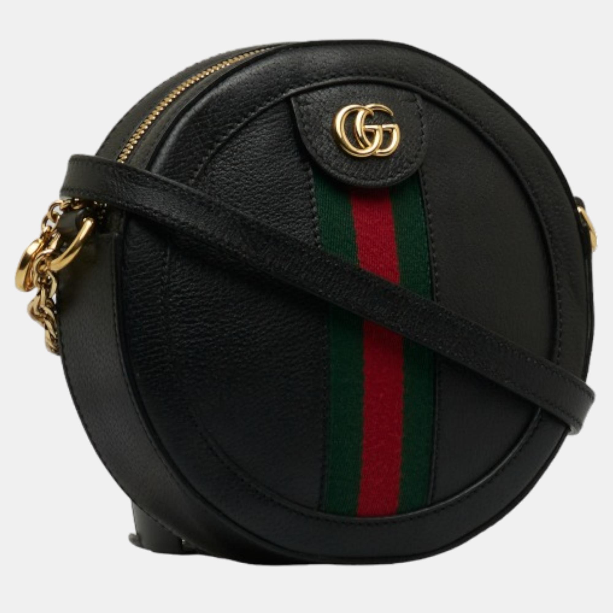 

Gucci Black Leather Mini Round Ophidia Crossbody Bag