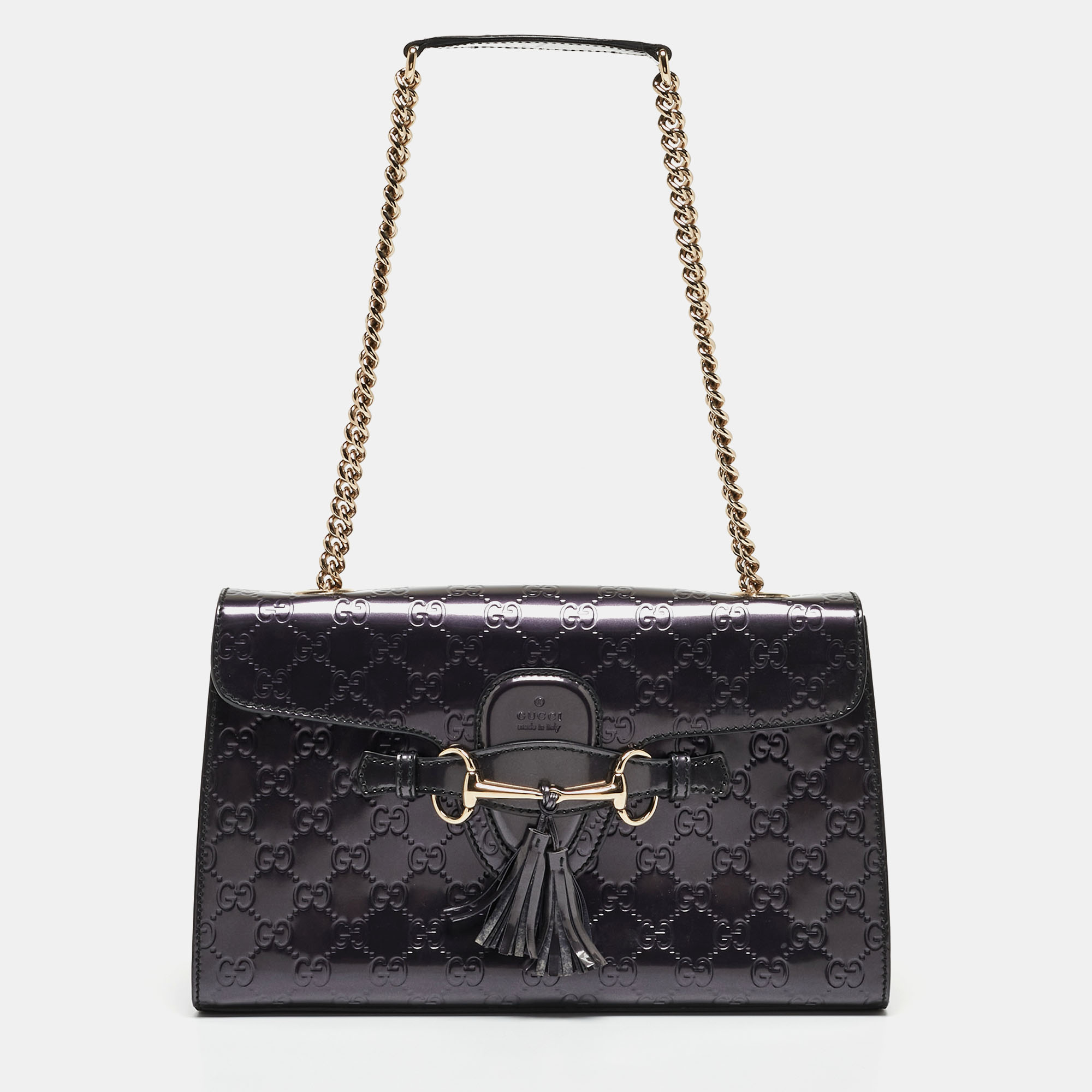 

Gucci Purple Guccissima Patent Leather  Emily Chain Shoulder Bag