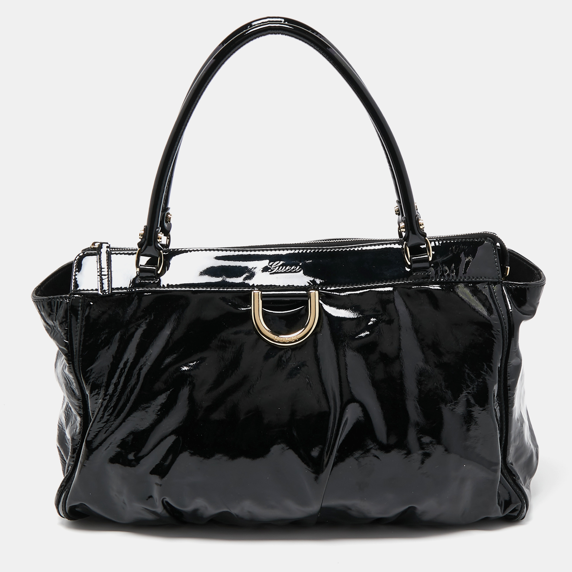 Pre-owned Gucci Black Patent Leather D Ring Tote