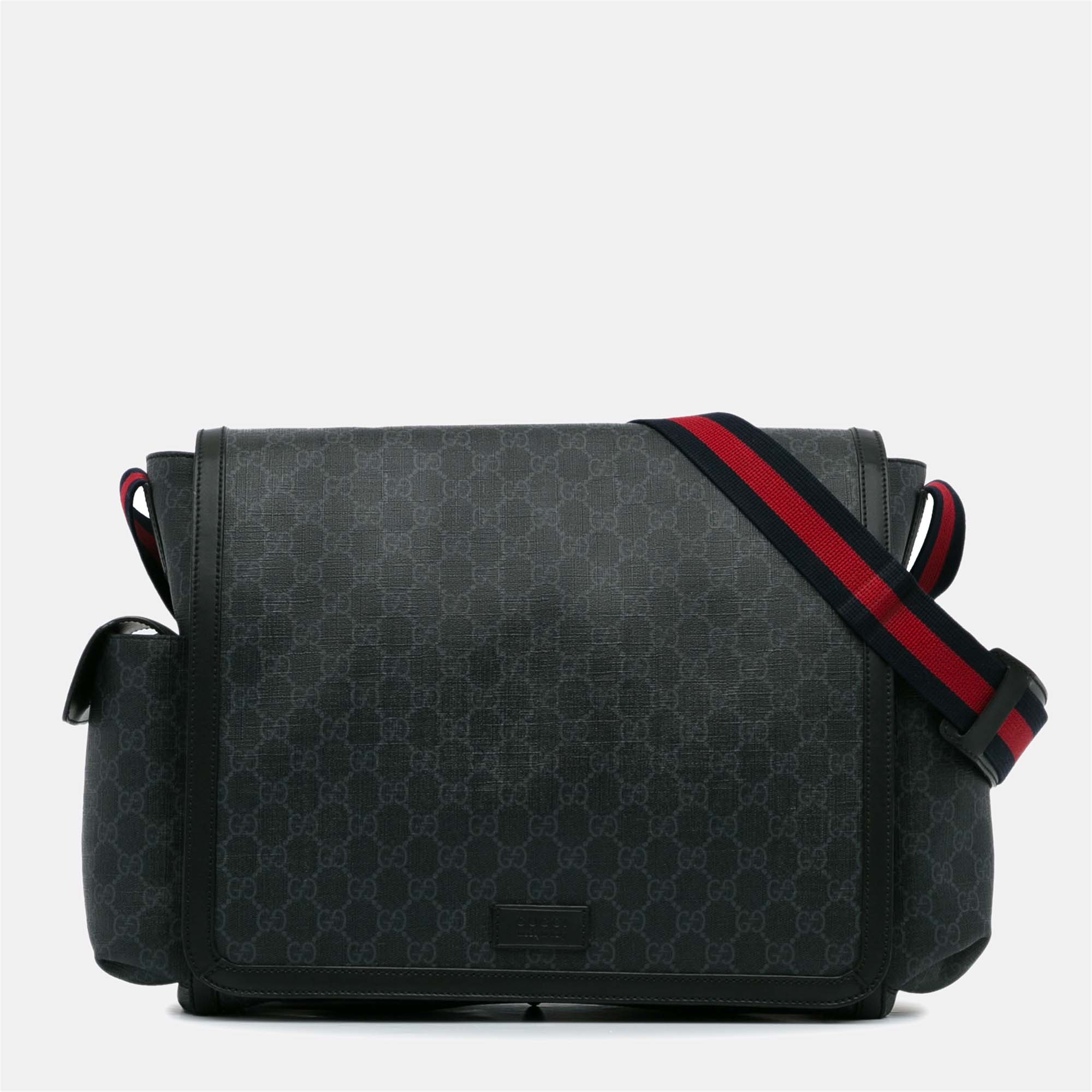 

Gucci GG Supreme Web Diaper Bag, Black