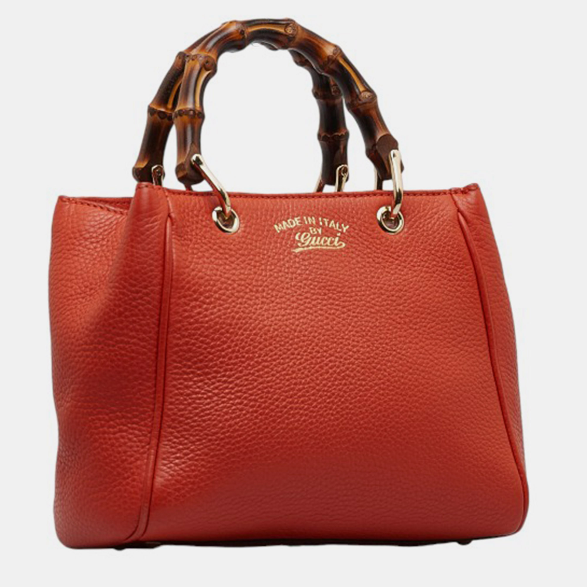 

Gucci Orange Leather Mini Bamboo Shopper Tote Bag