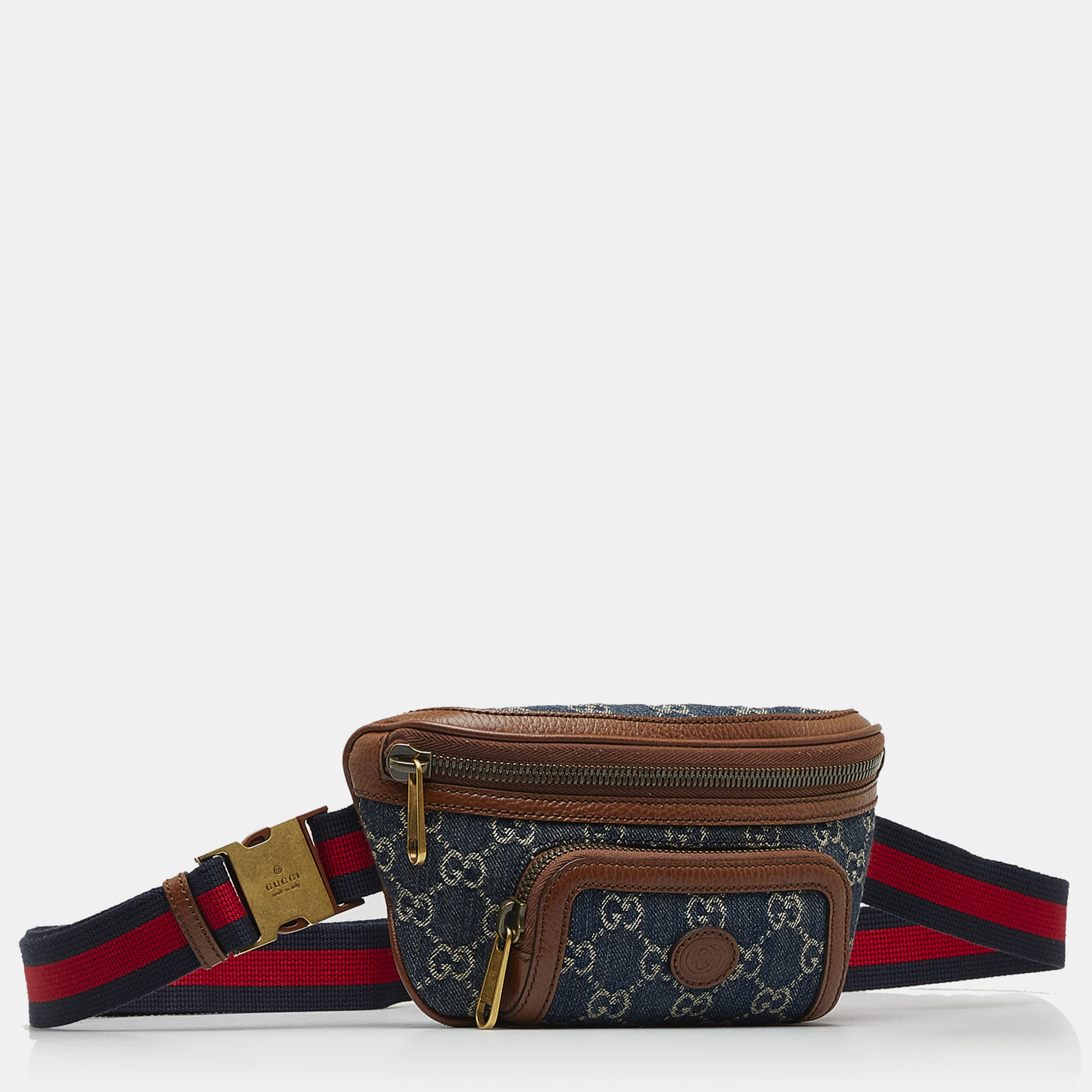 

Gucci GG Denim Web Belt Bag, Blue