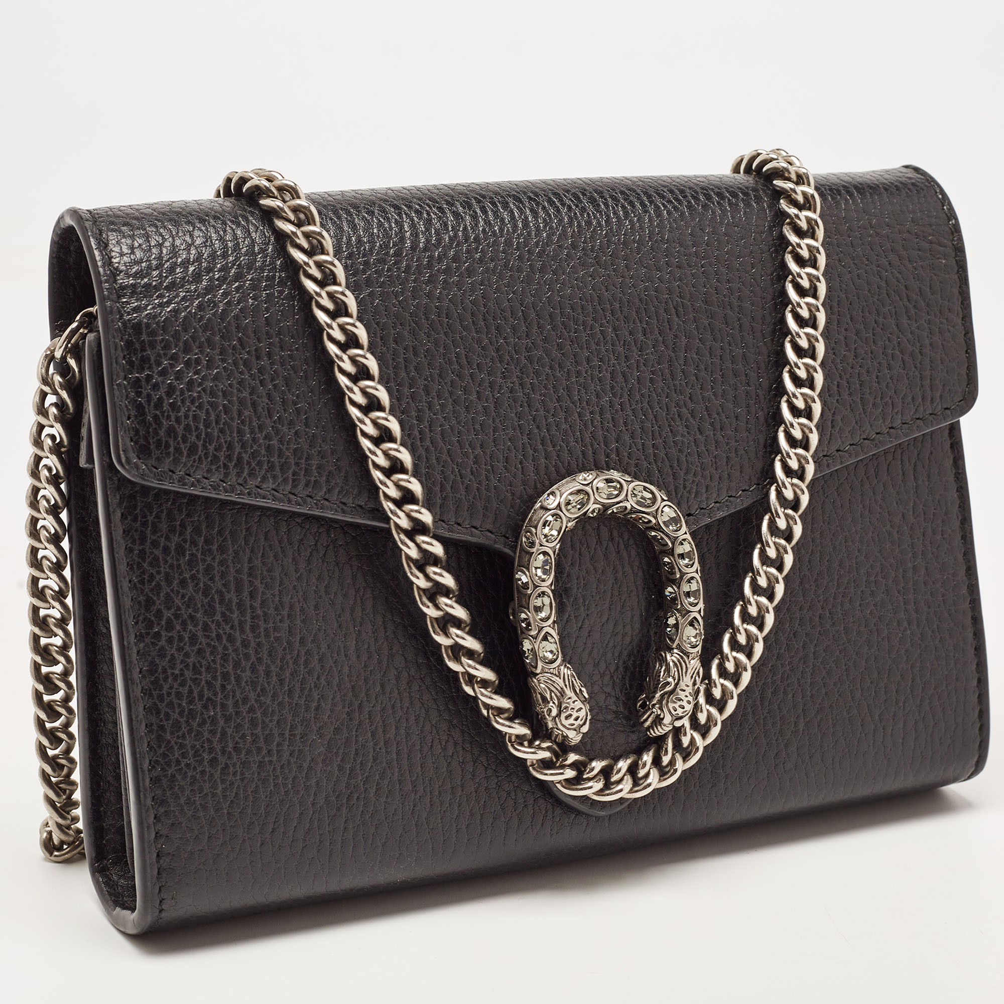 

Gucci Black Leather Dionysus Crystals Wallet On Chain