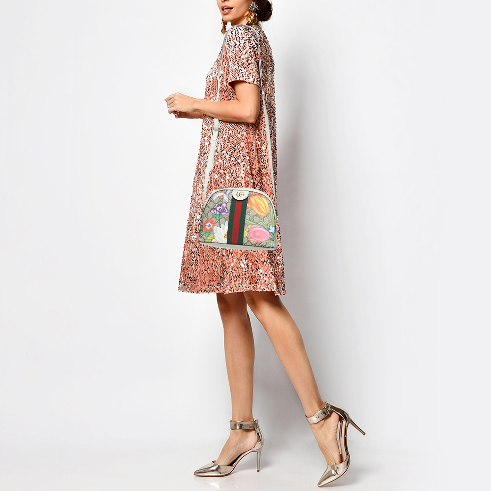 

Gucci Multicolor GG Supreme Canvas and Leather Small Floral Ophidia Shoulder Bag