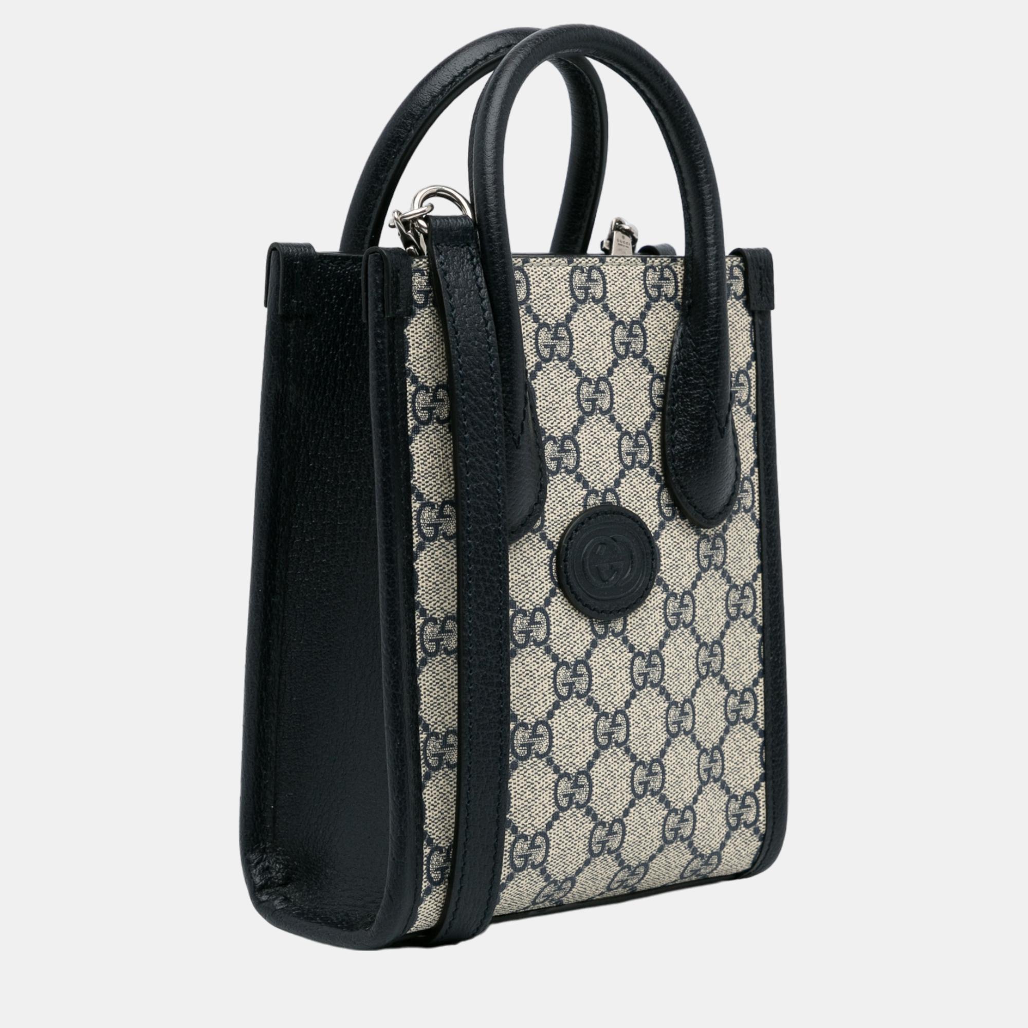 

Gucci Beige/Black Mini GG Supreme Interlocking G Satchel