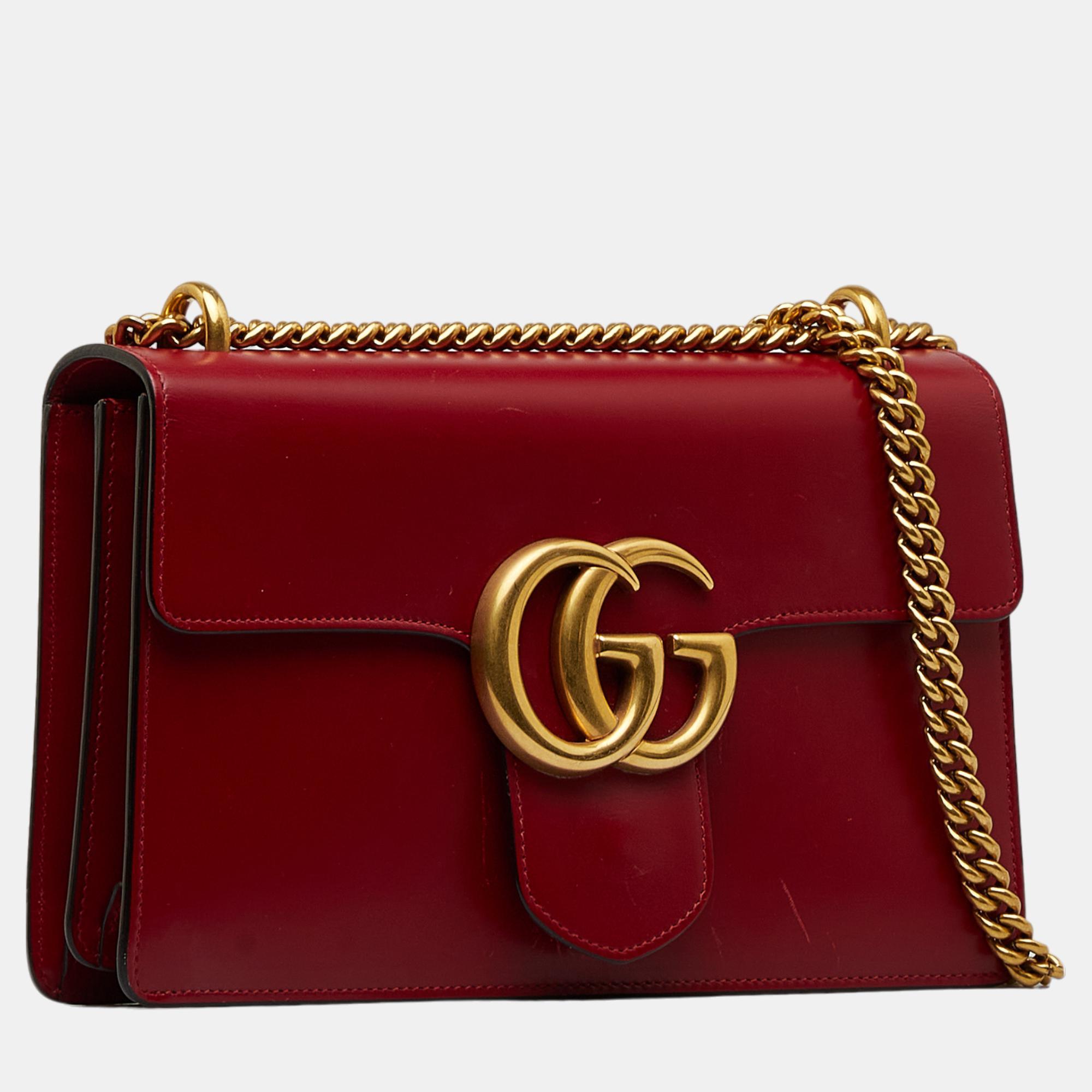

Gucci Red GG Marmont Chain Shoulder Bag