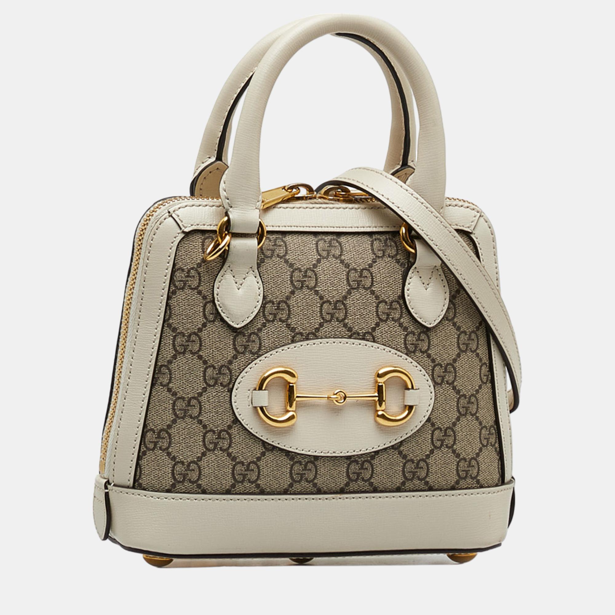 

Gucci Beige/Brown Mini GG Supreme Horsebit 1955 Satchel