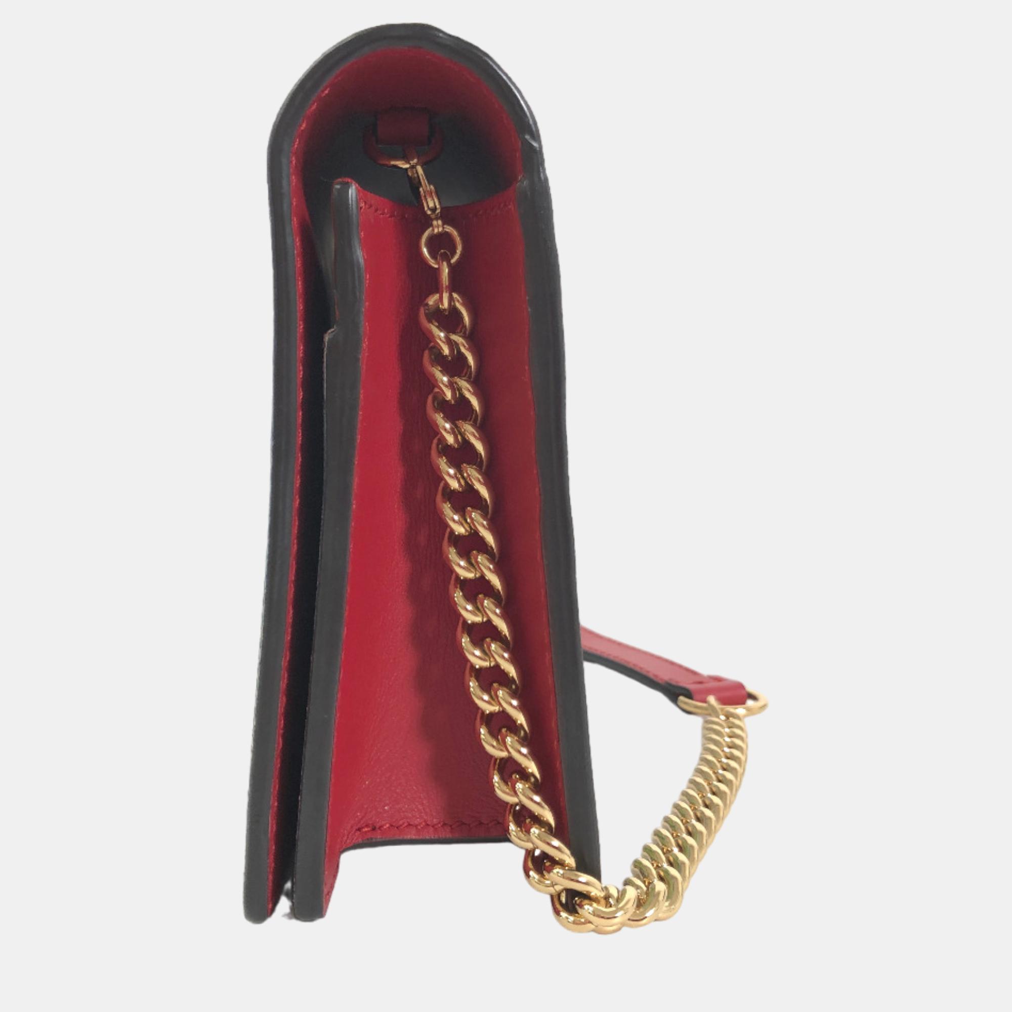 

Gucci Brown Canvas GG Supreme Blooms Wallet on Chain