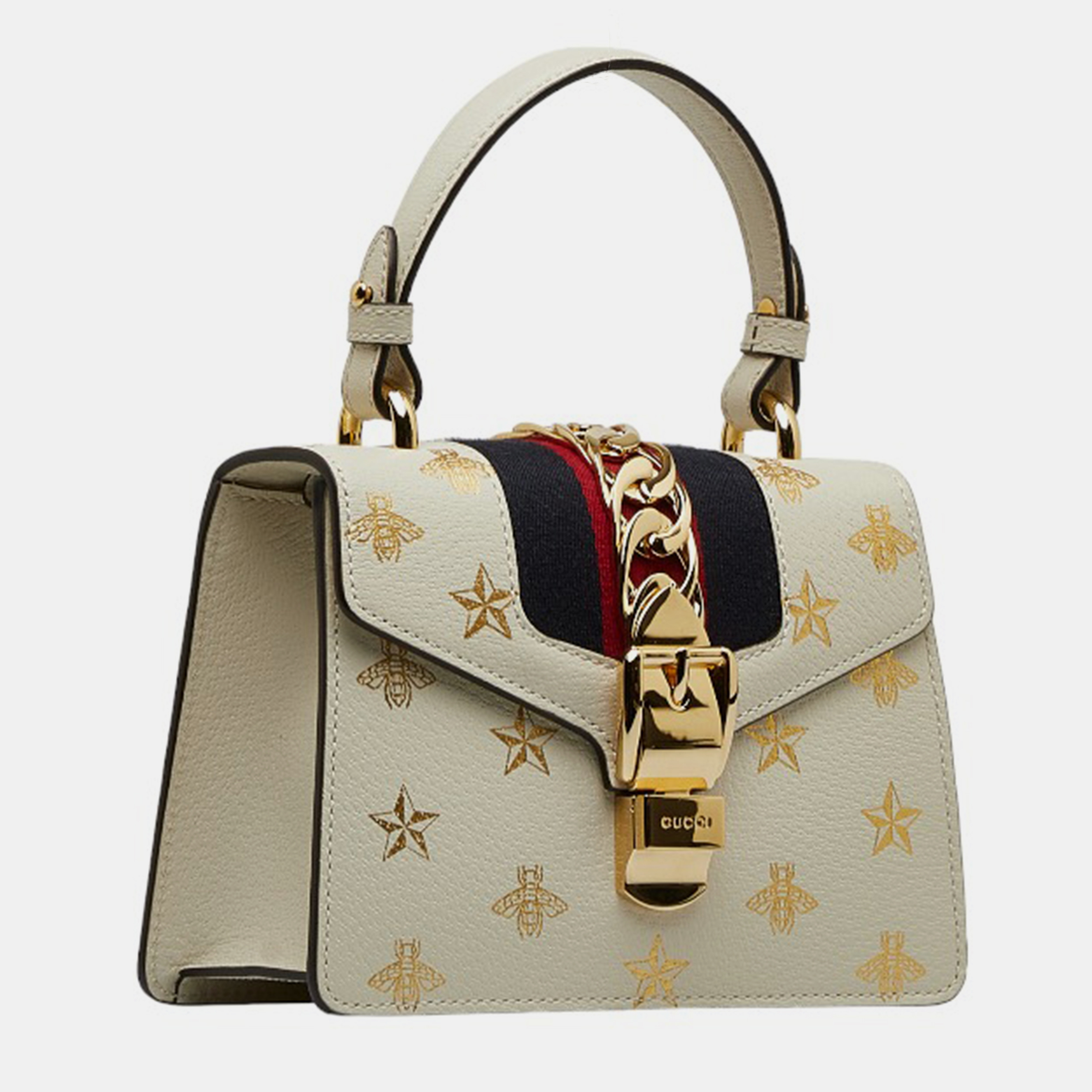 

Gucci White Leather Mini Sylvie Bee Star Shoulder Bag