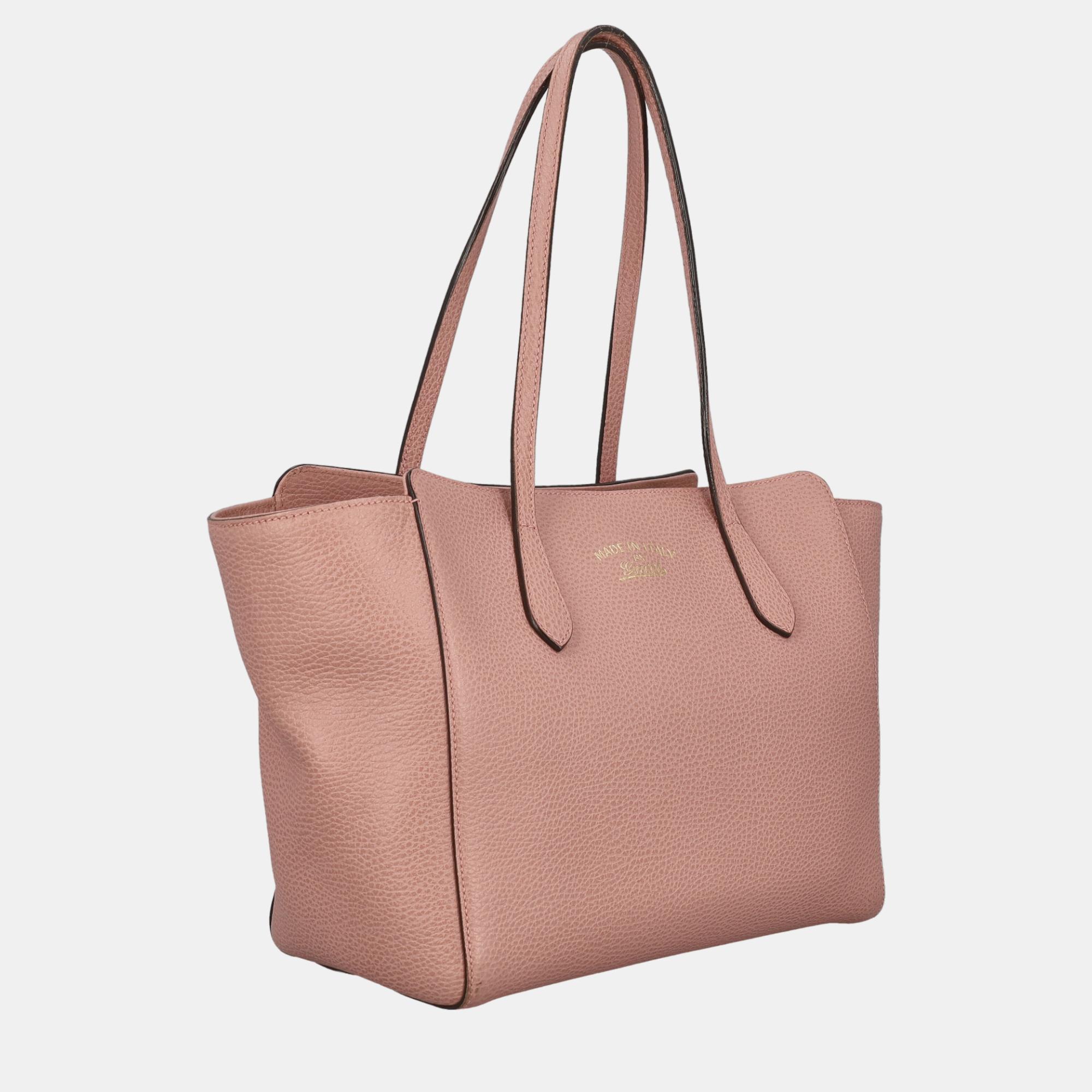 

Gucci Swing - Women's Leather Tote Bag - Pink