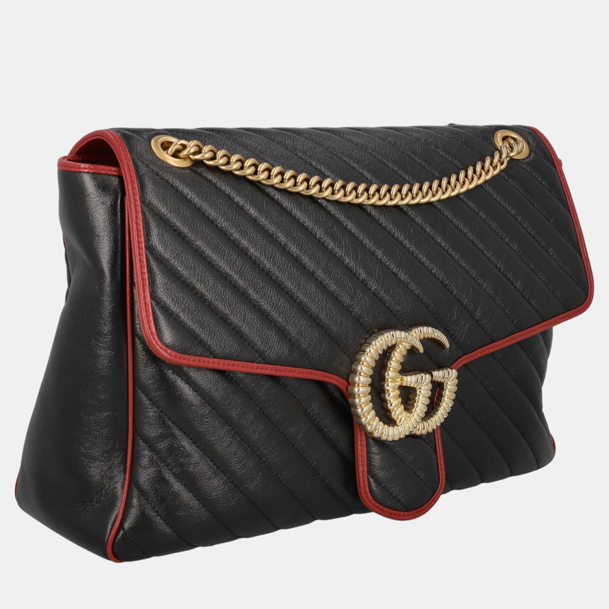 

Gucci Marmont - Women's Leather Cross Body Bag - Black