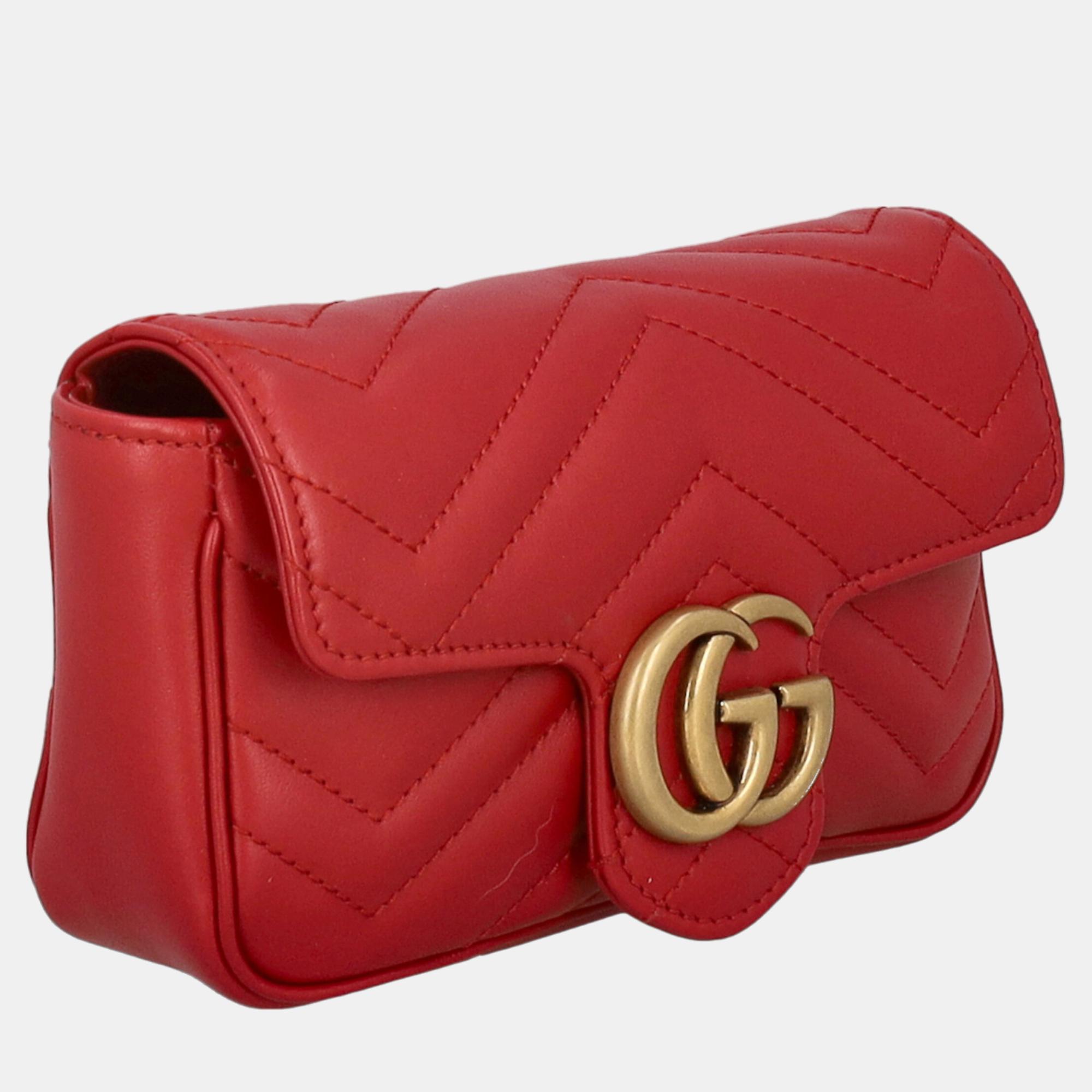 

Gucci Marmont - Women's Leather Cross Body Bag - Red