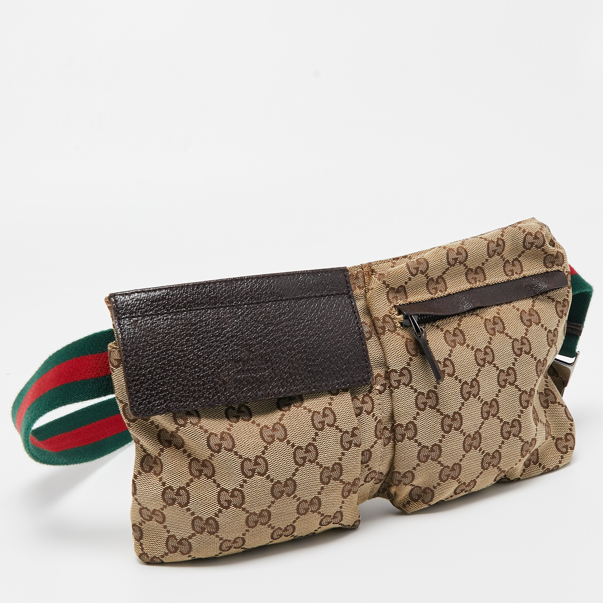 

Gucci Brown/Beige GG Canvas and Leather Web Belt Bag