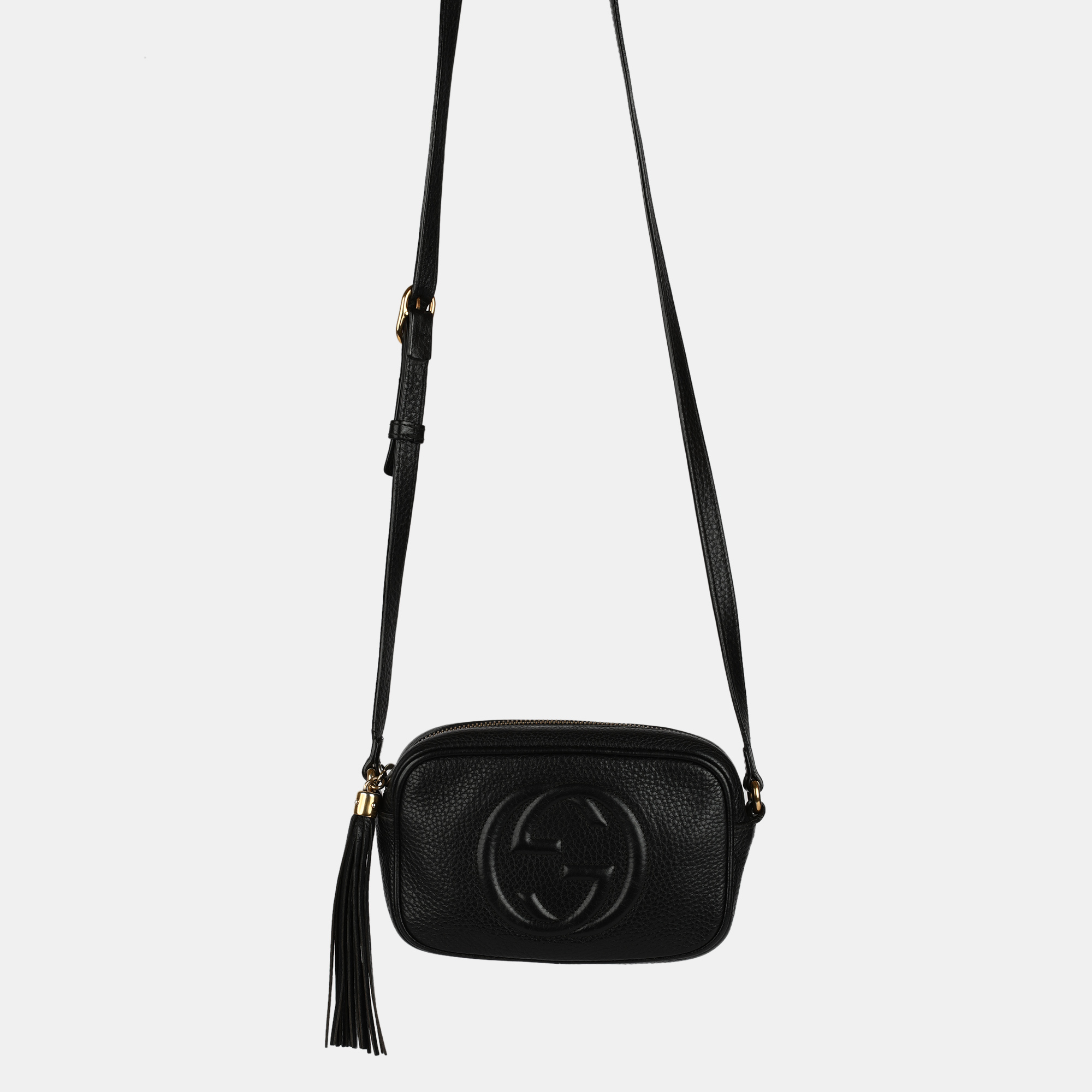 Pre Owned Gucci Black Grained Calf Leather Mini Soho Bag