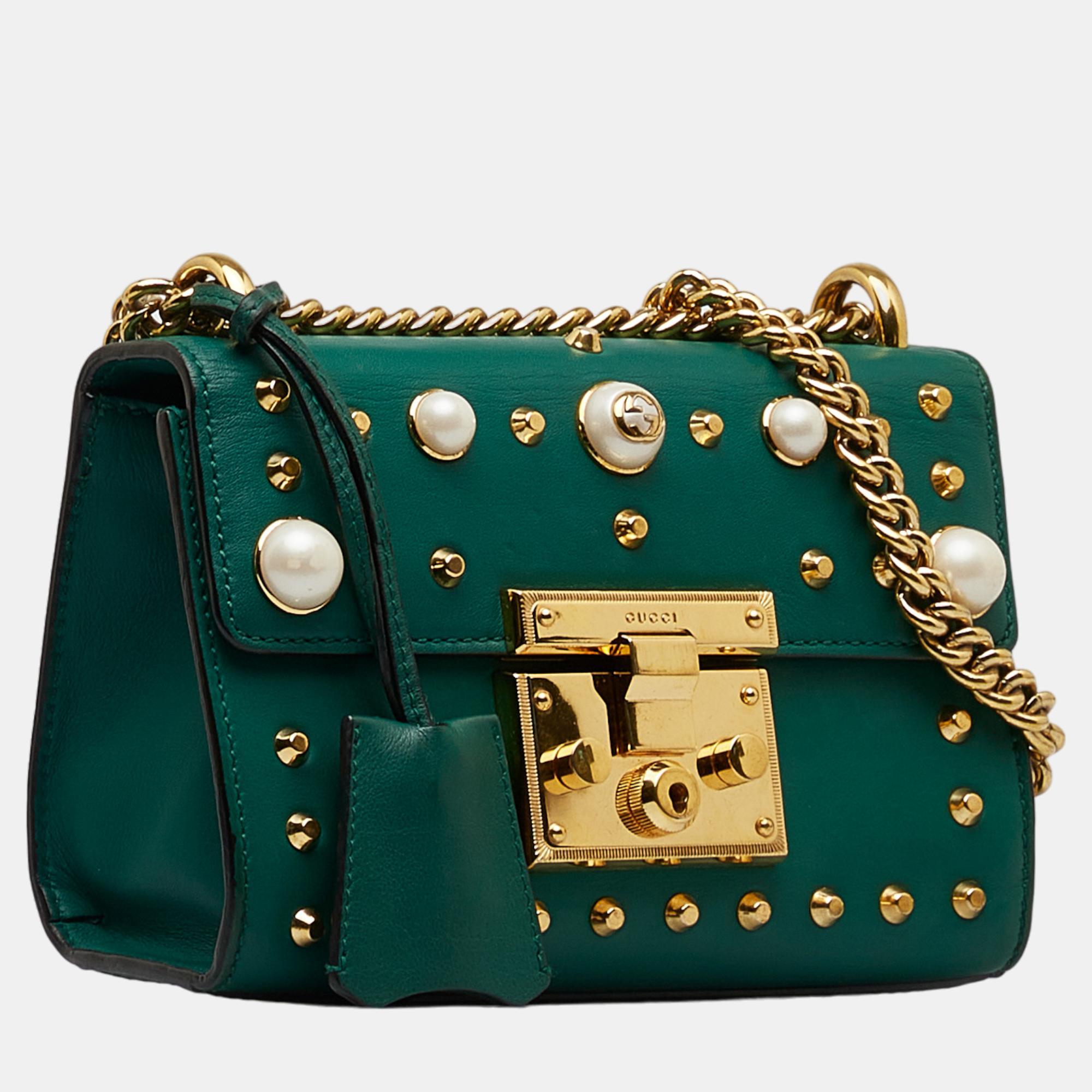 

Gucci Green Pearl Studded Padlock