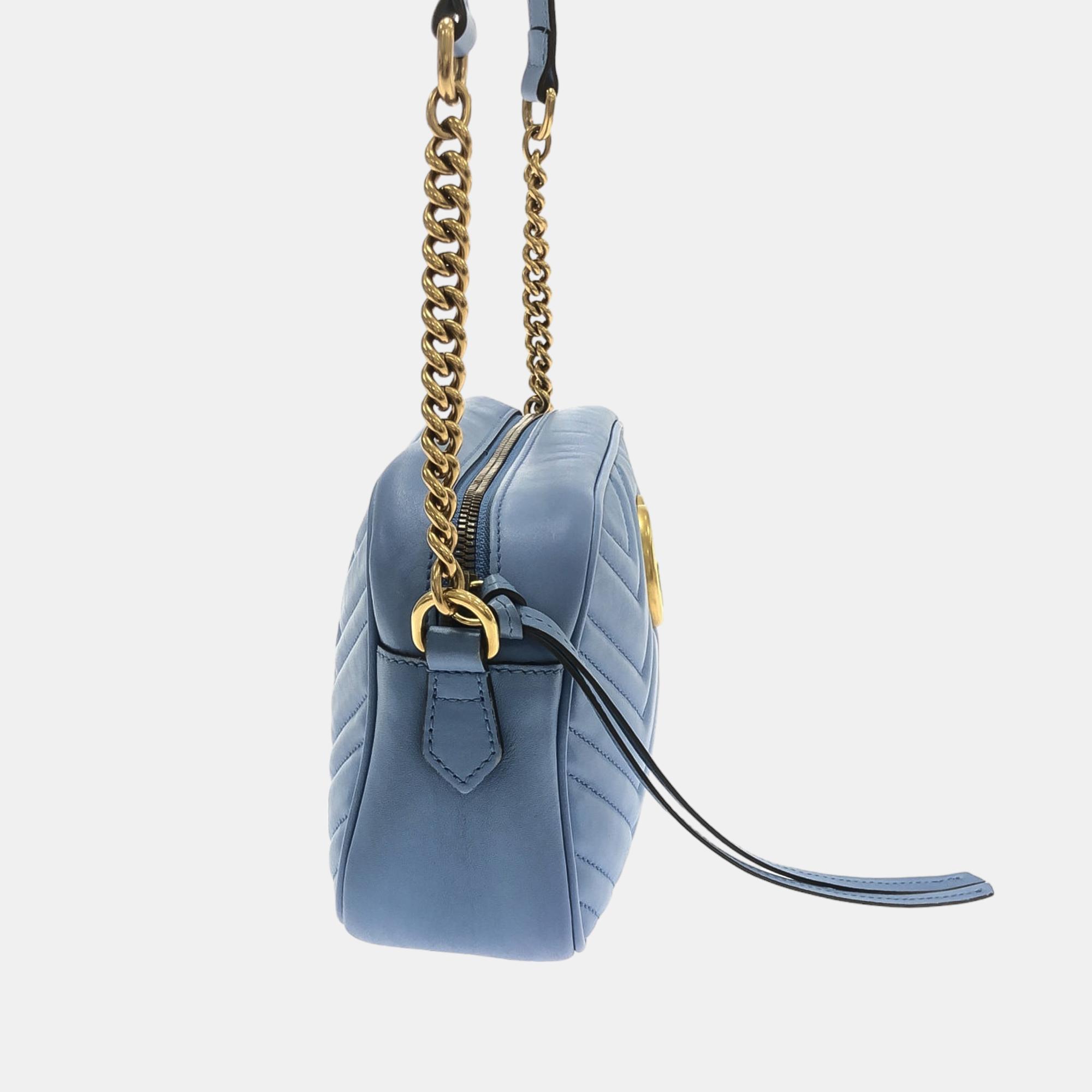 

Gucci Blue Small GG Marmont Matelasse Crossbody