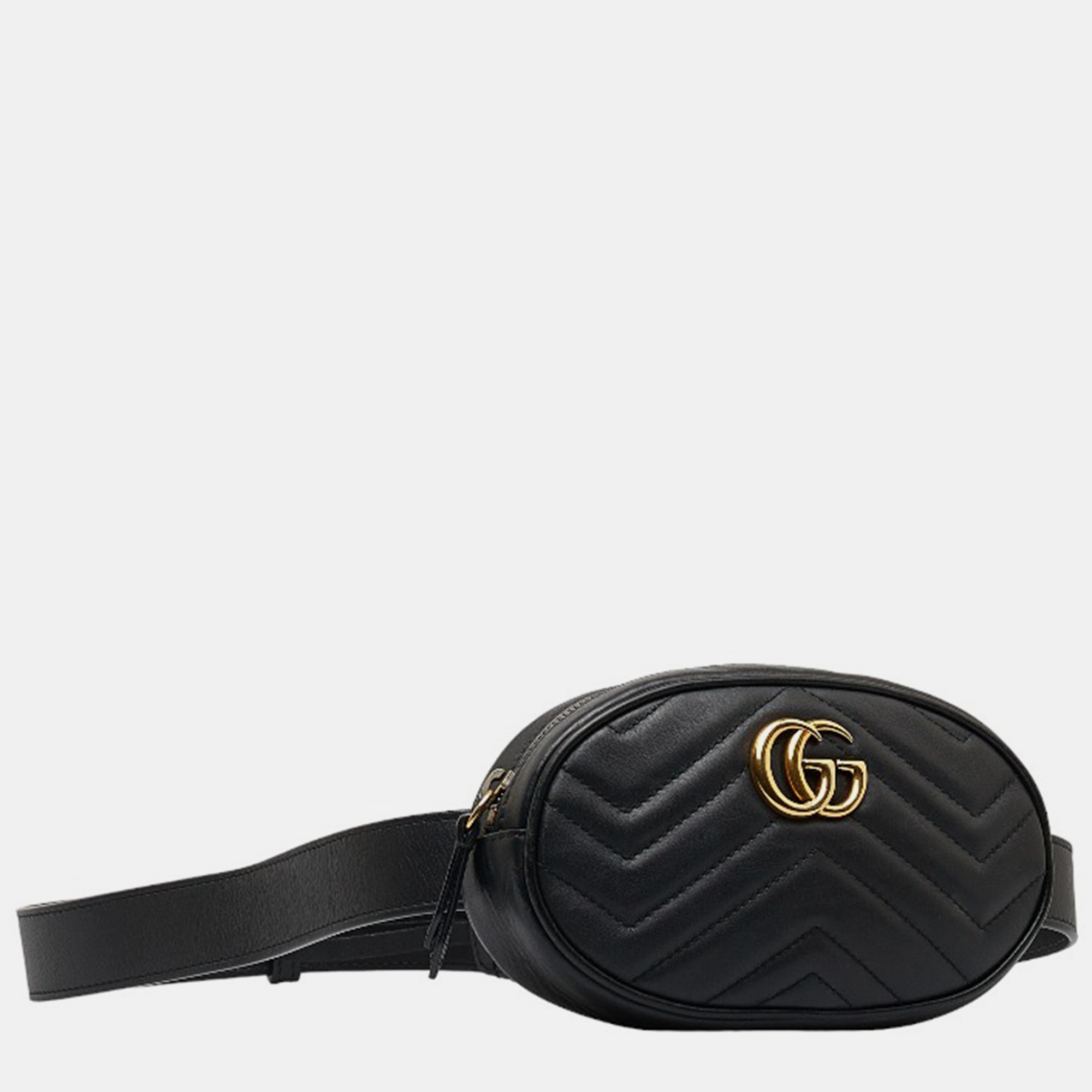 

Gucci Black Leather GG Marmont Belt Bag
