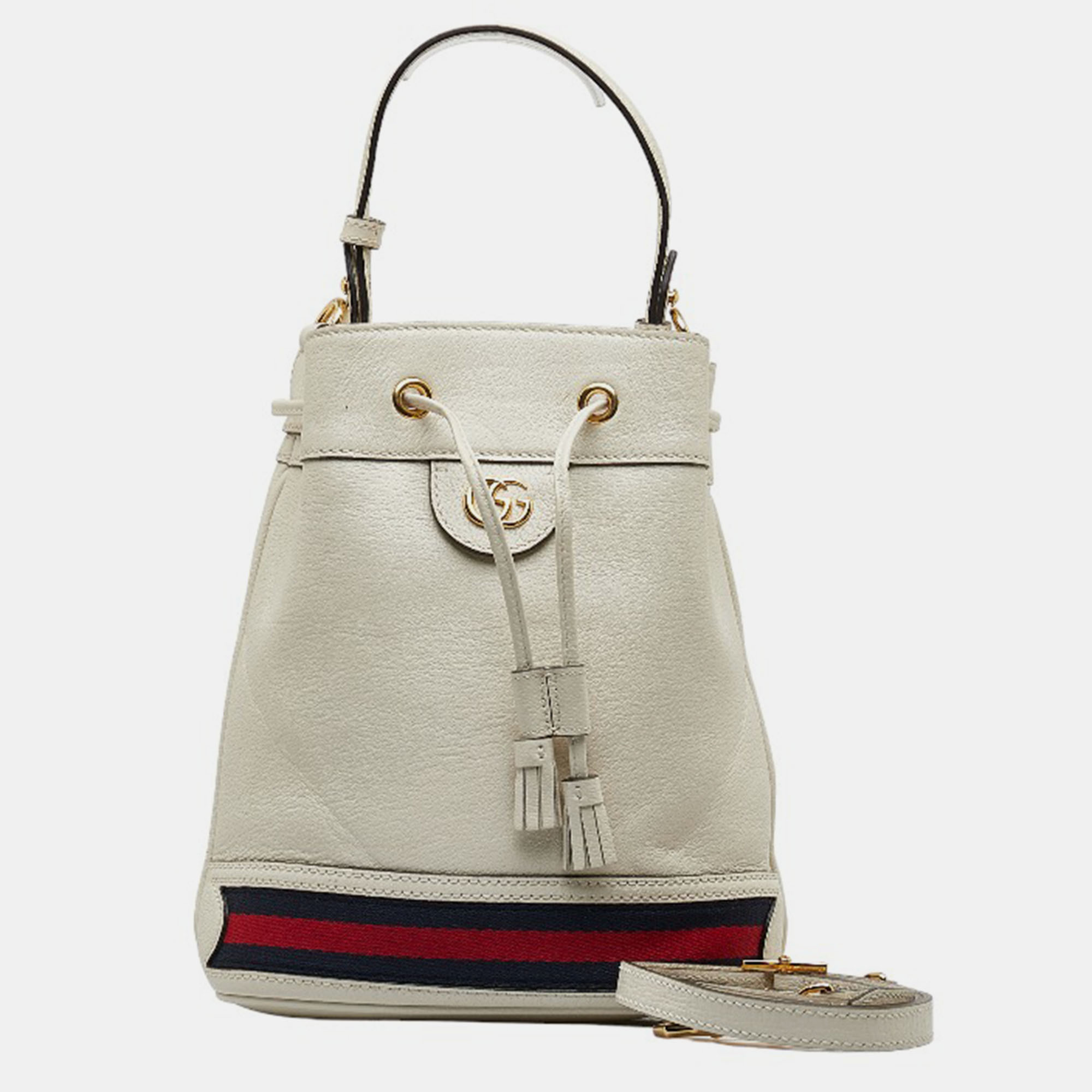 Pre-owned Gucci White Ophidia Small Bucket Bag