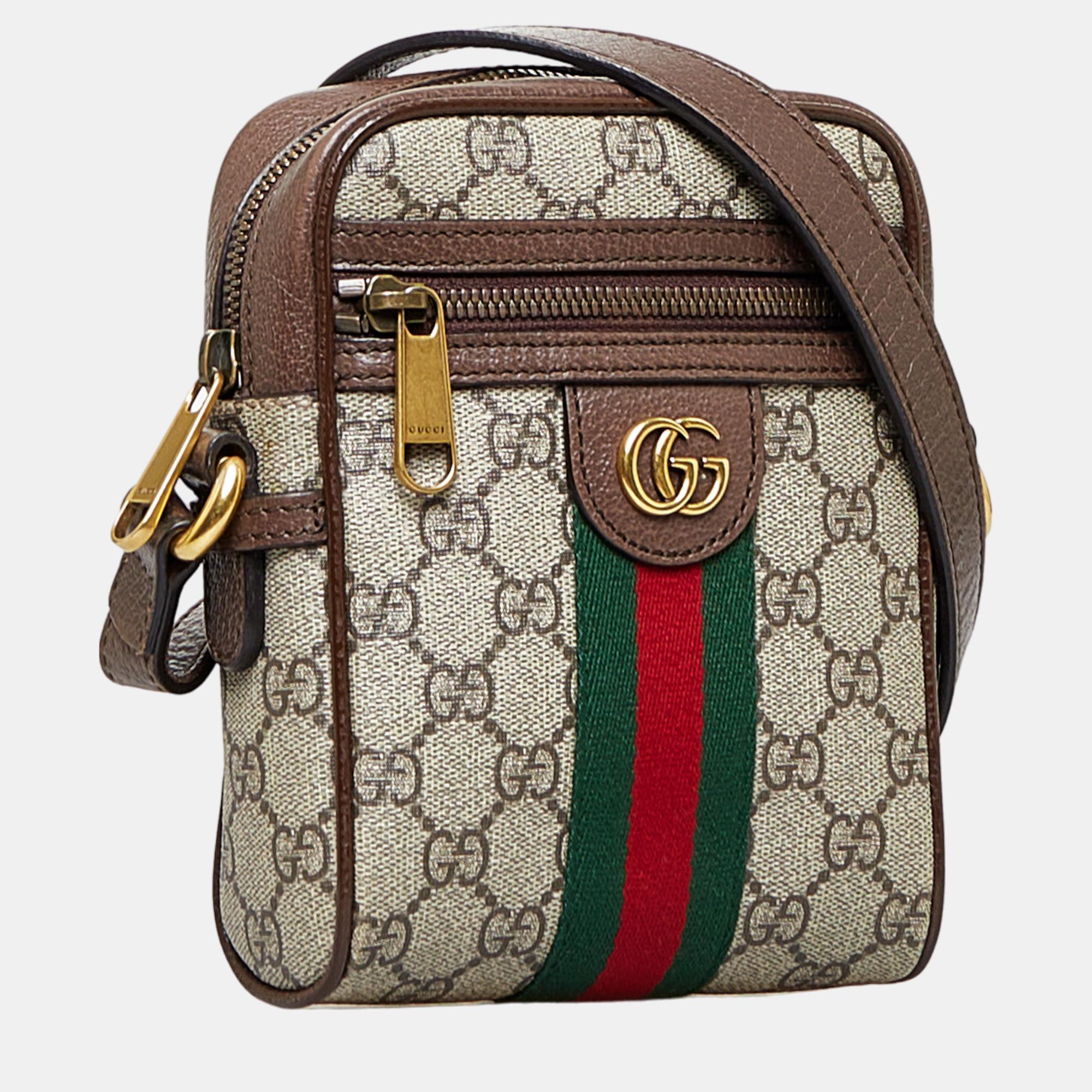 

Gucci Beige/Brown GG Supreme Web Ophidia Crossbody