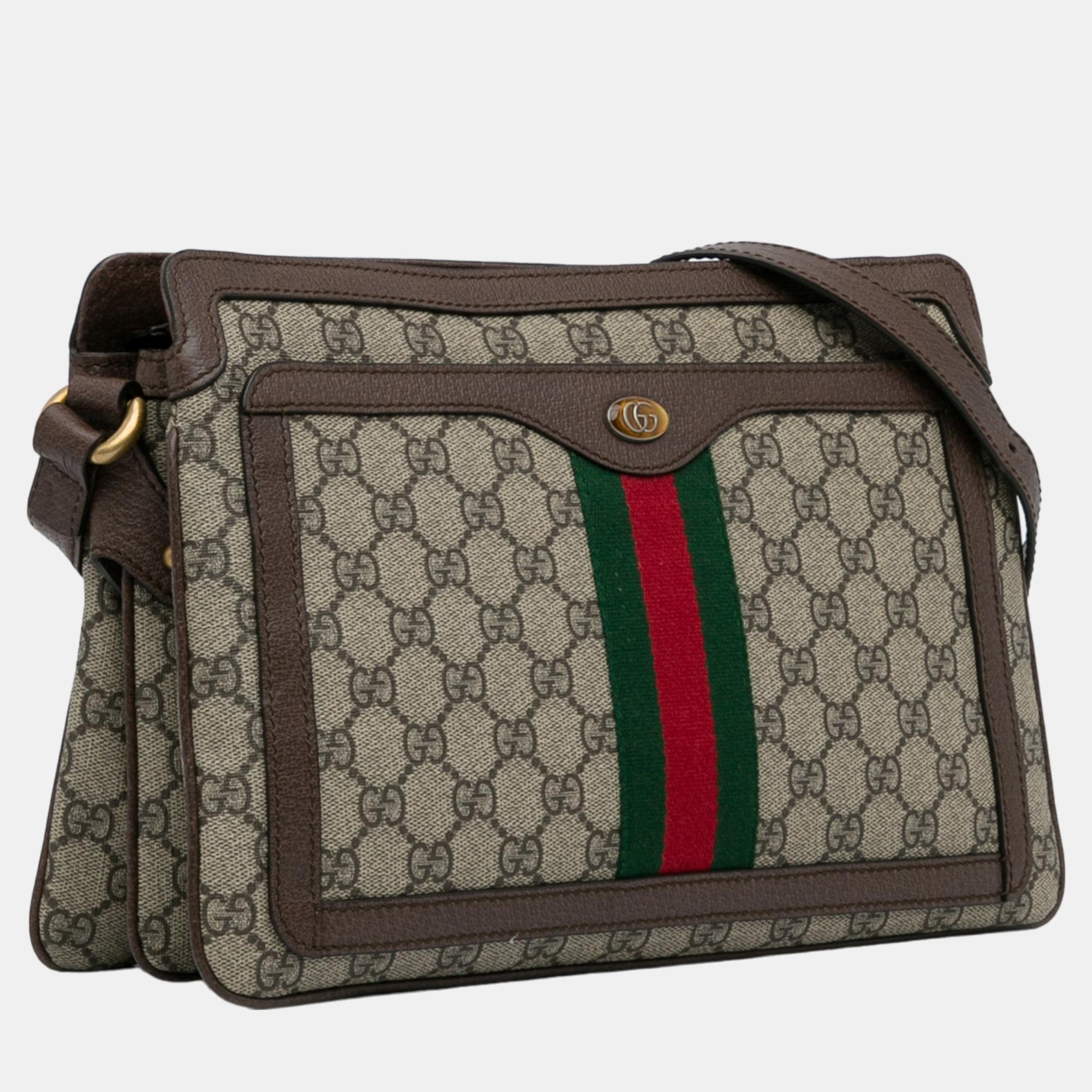 

Gucci Beige/Brown Medium GG Supreme Ophidia Crossbody