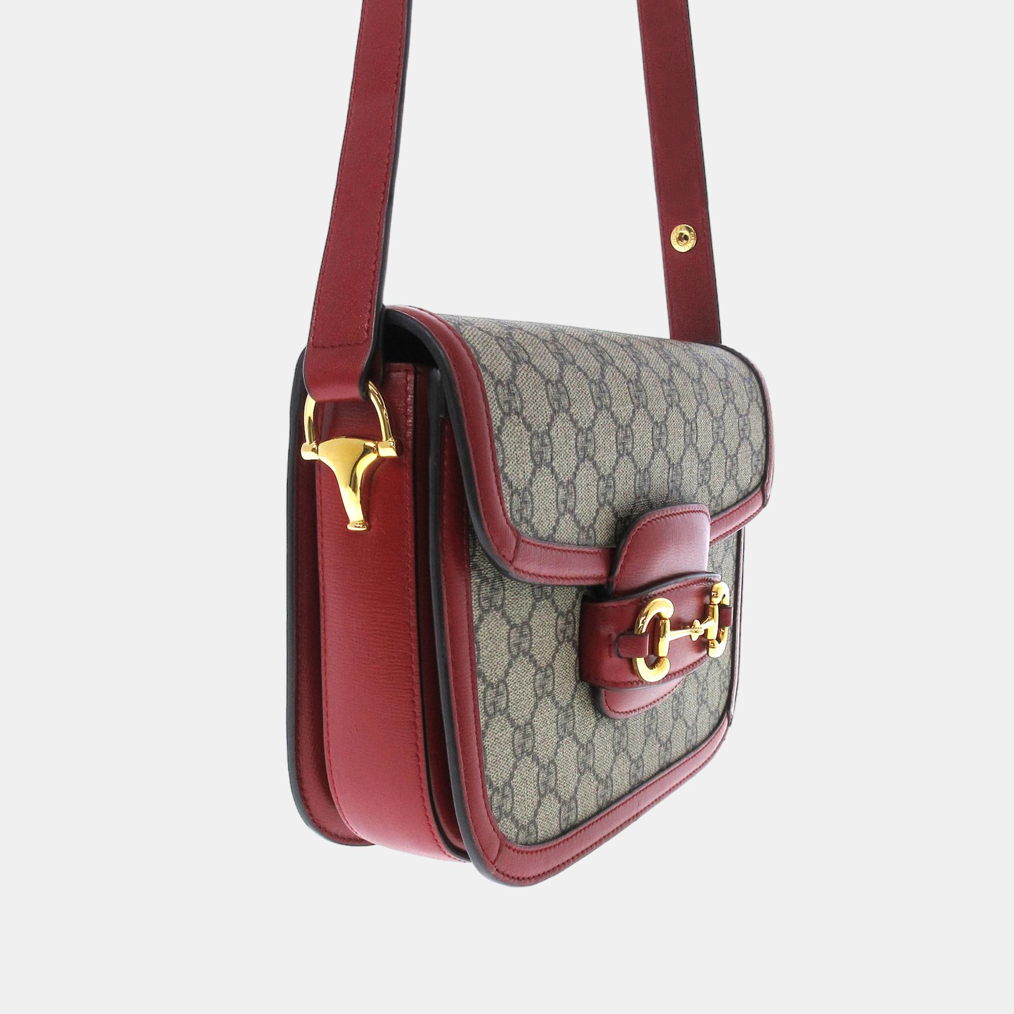 

Gucci Beige/Red GG Supreme Horsebit 1955 Crossbody Bag