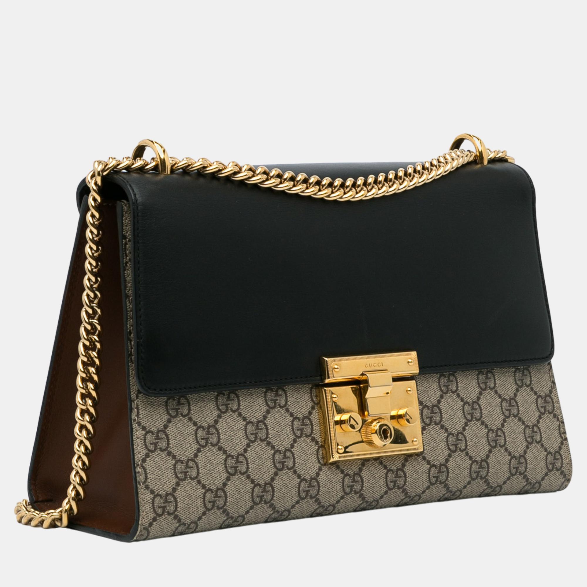 

Gucci Beige/Black Medium GG Supreme Padlock Shoulder Bag