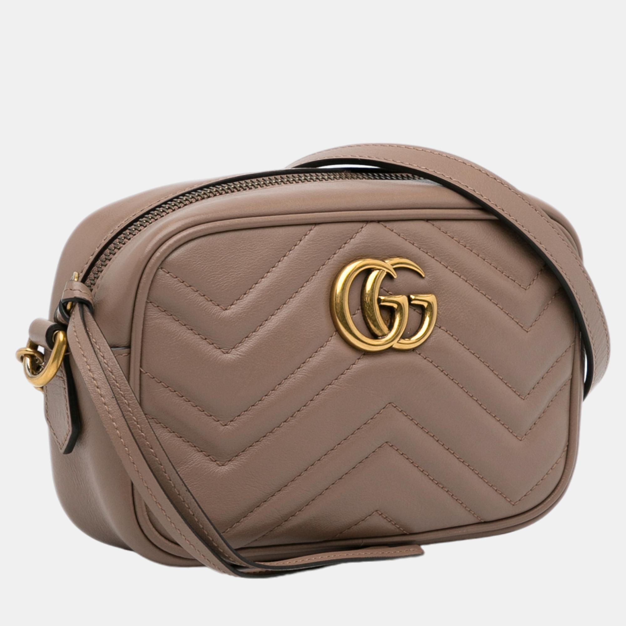 

Gucci Beige/Brown Mini GG Marmont Matelasse Crossbody