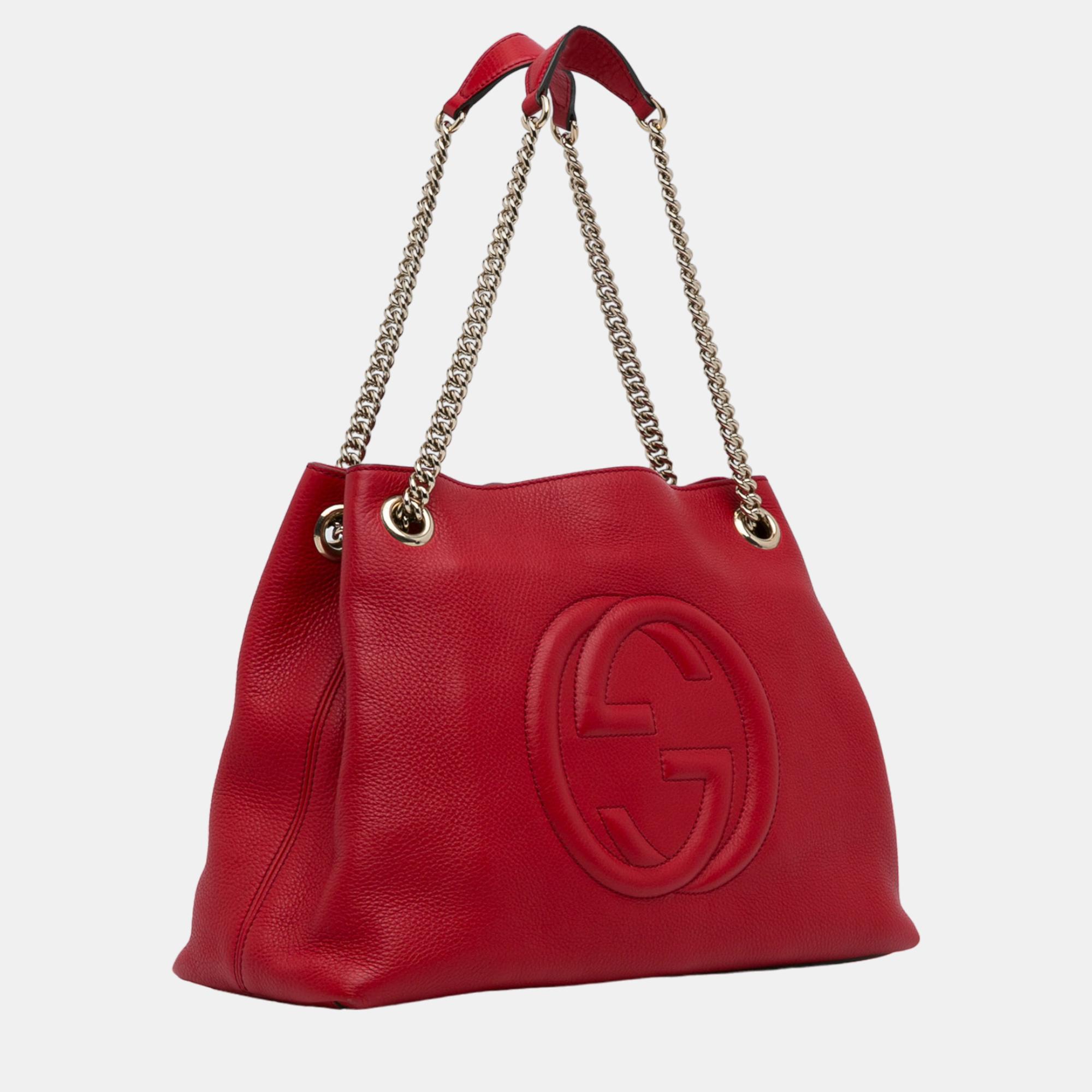 

Gucci Red Medium Soho Chain Tote