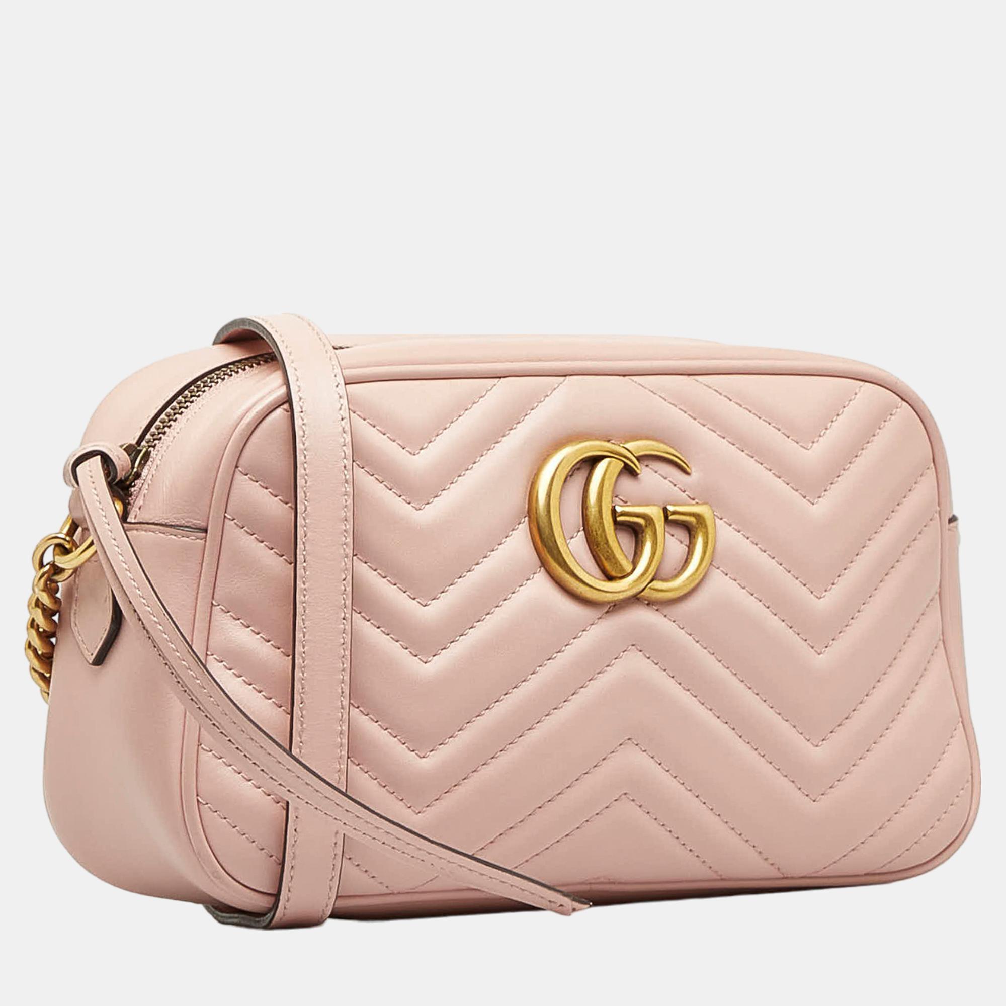 

Gucci Pink Small GG Marmont Matelasse Crossbody