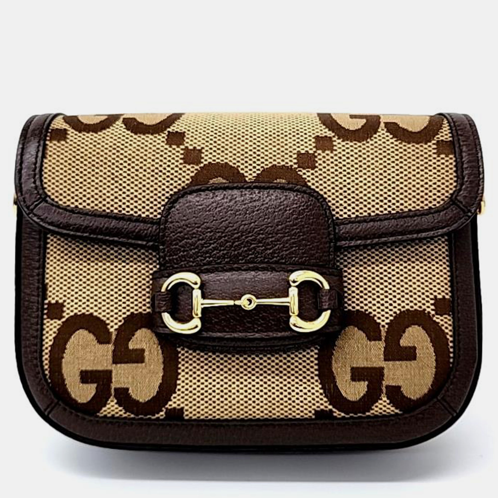 

Gucci Beige/Brown GG Jumbo Canvas Horsebit 1955 Mini Shoulder Bag