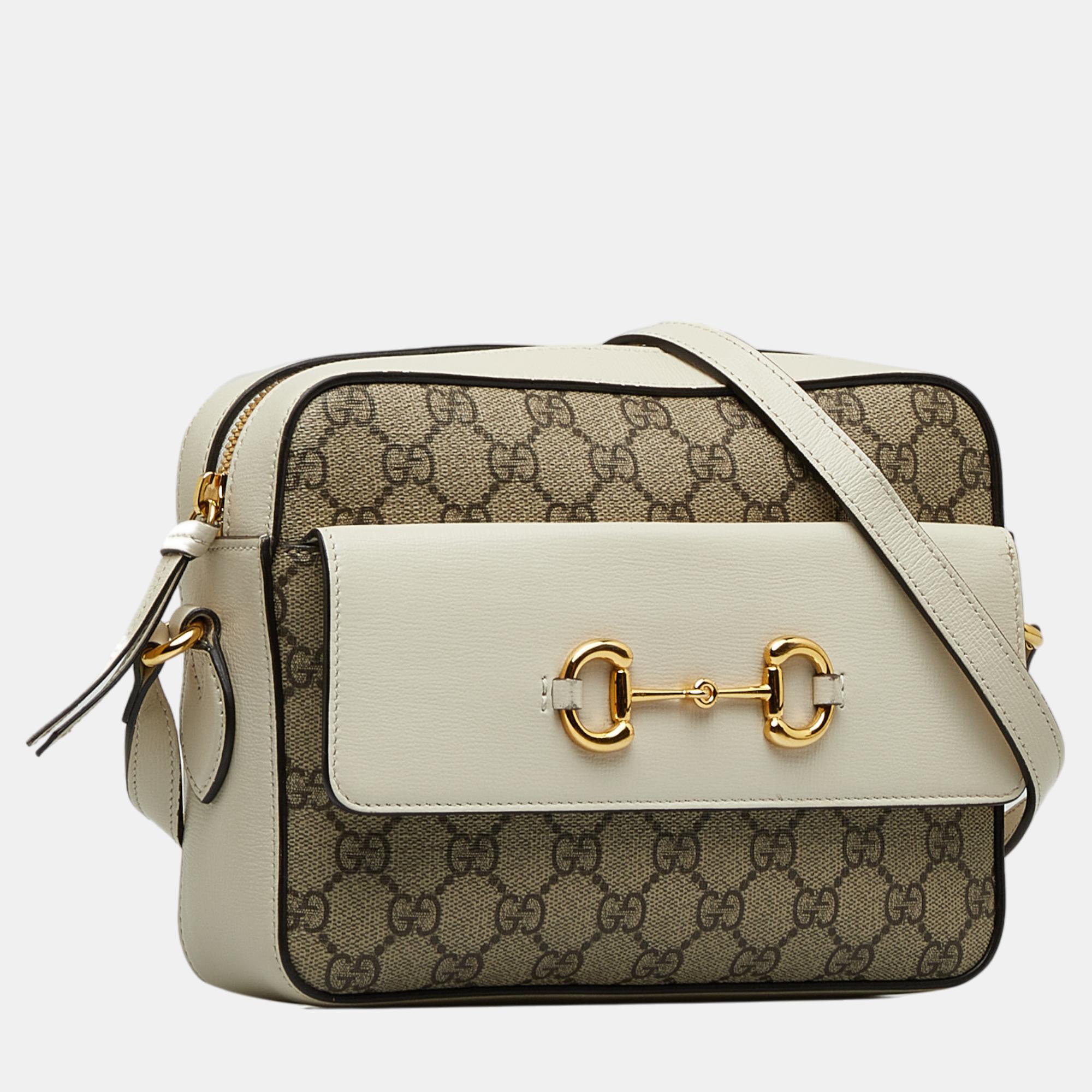 

Gucci Beige/Brown GG Supreme Horsebit 1955 Crossbody Bag