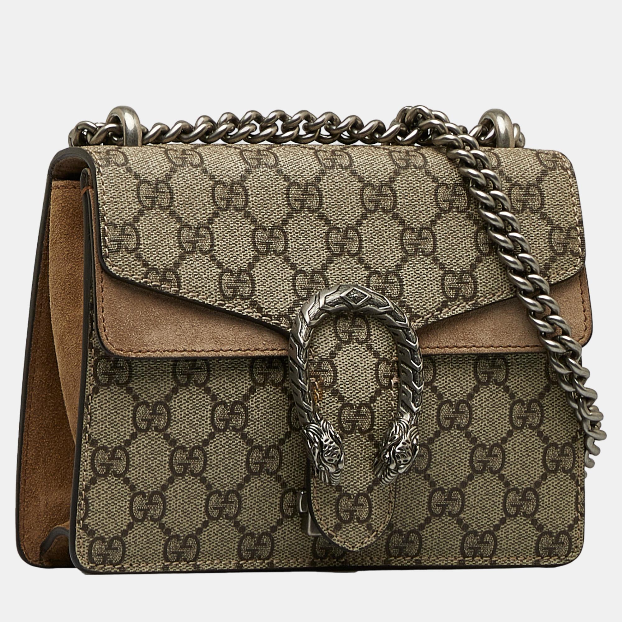 

Gucci Beige/Brown Mini GG Supreme Dionysus Crossbody Bag