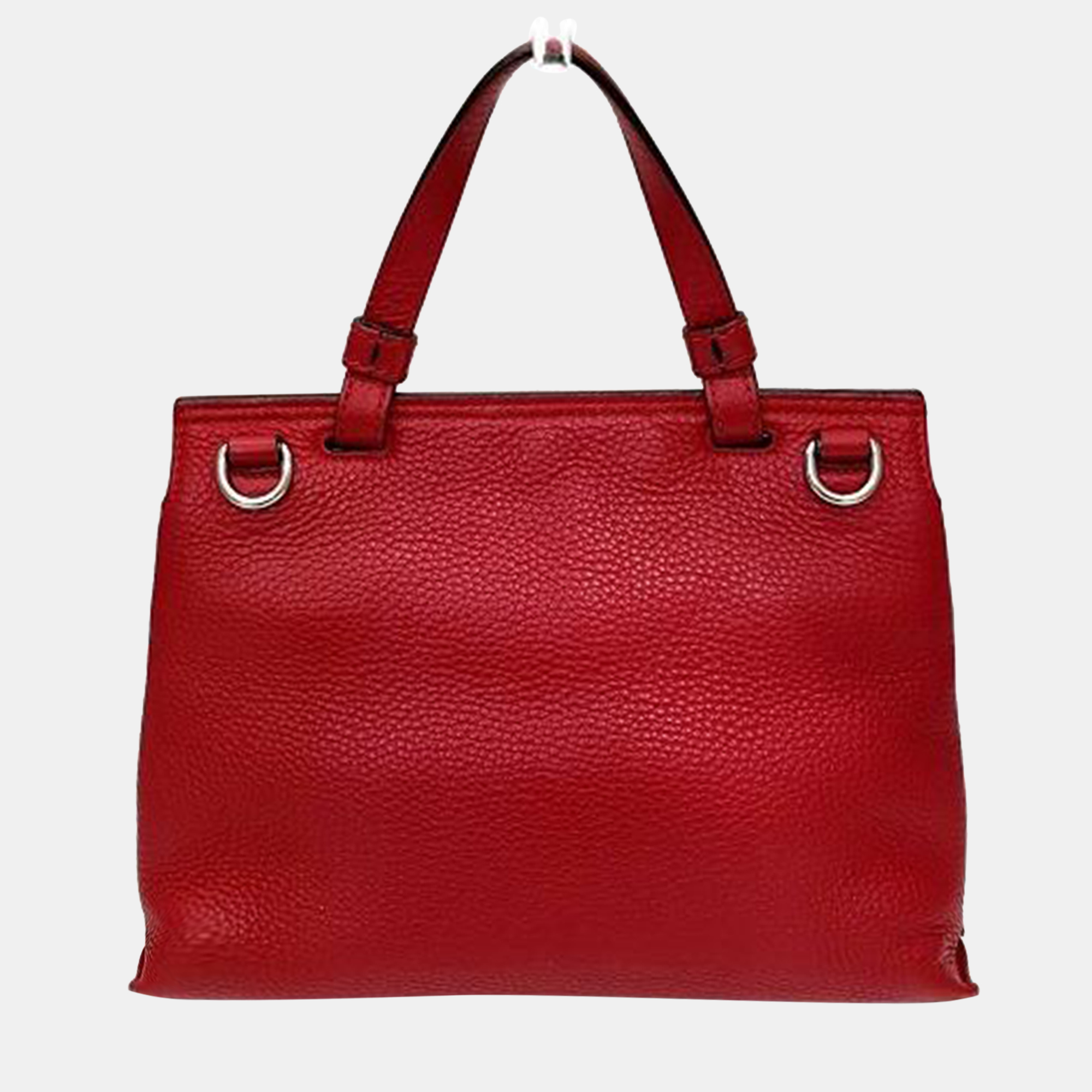 

Gucci Red Leather Medium Bamboo Top Handle Bag