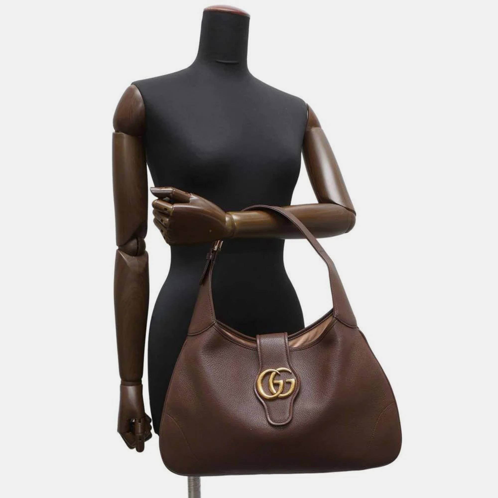 

Gucci Brown Leather Medium GG Aphrodite Shoulder Bag