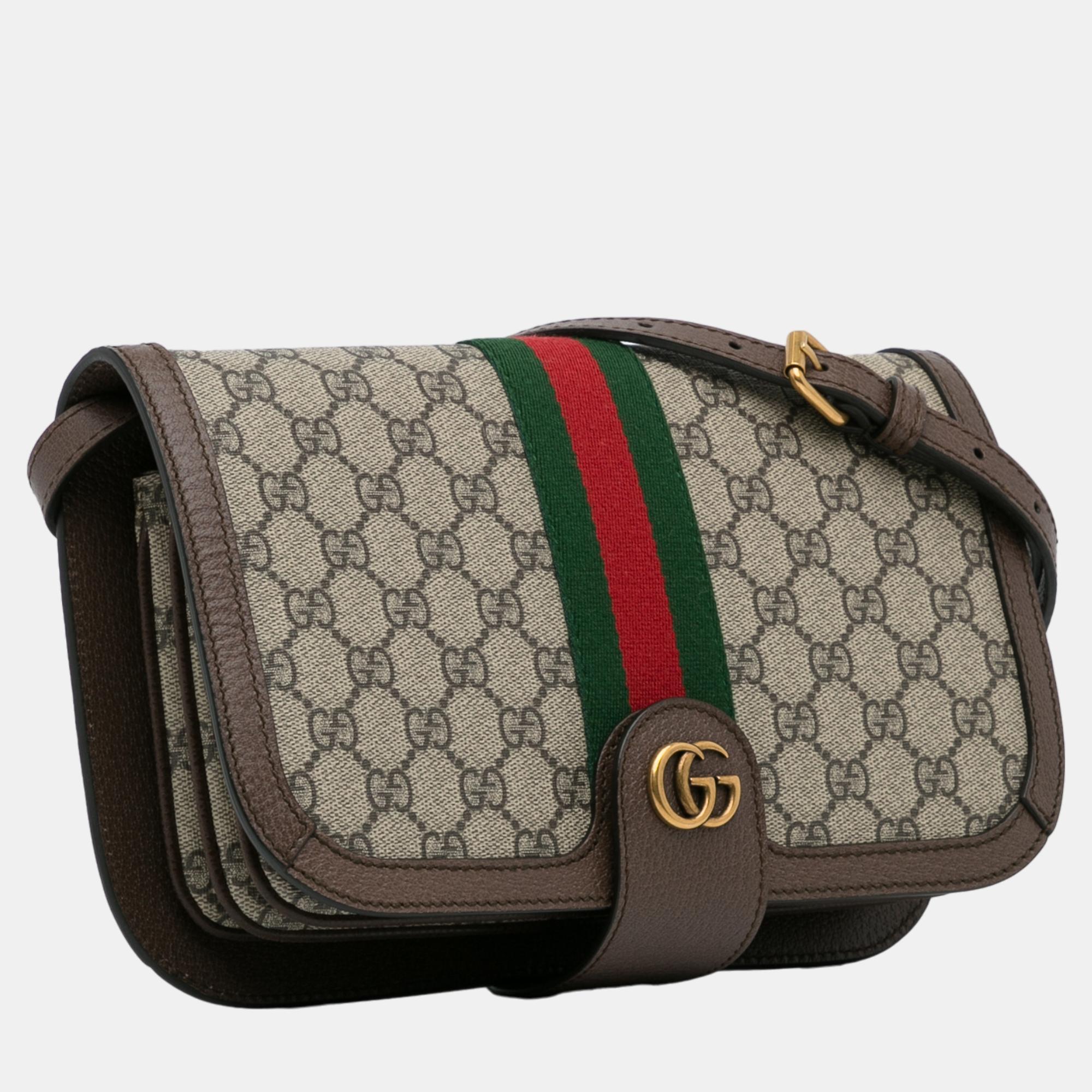 

Gucci Beige/Brown GG Supreme Ophidia Crossbody Bag