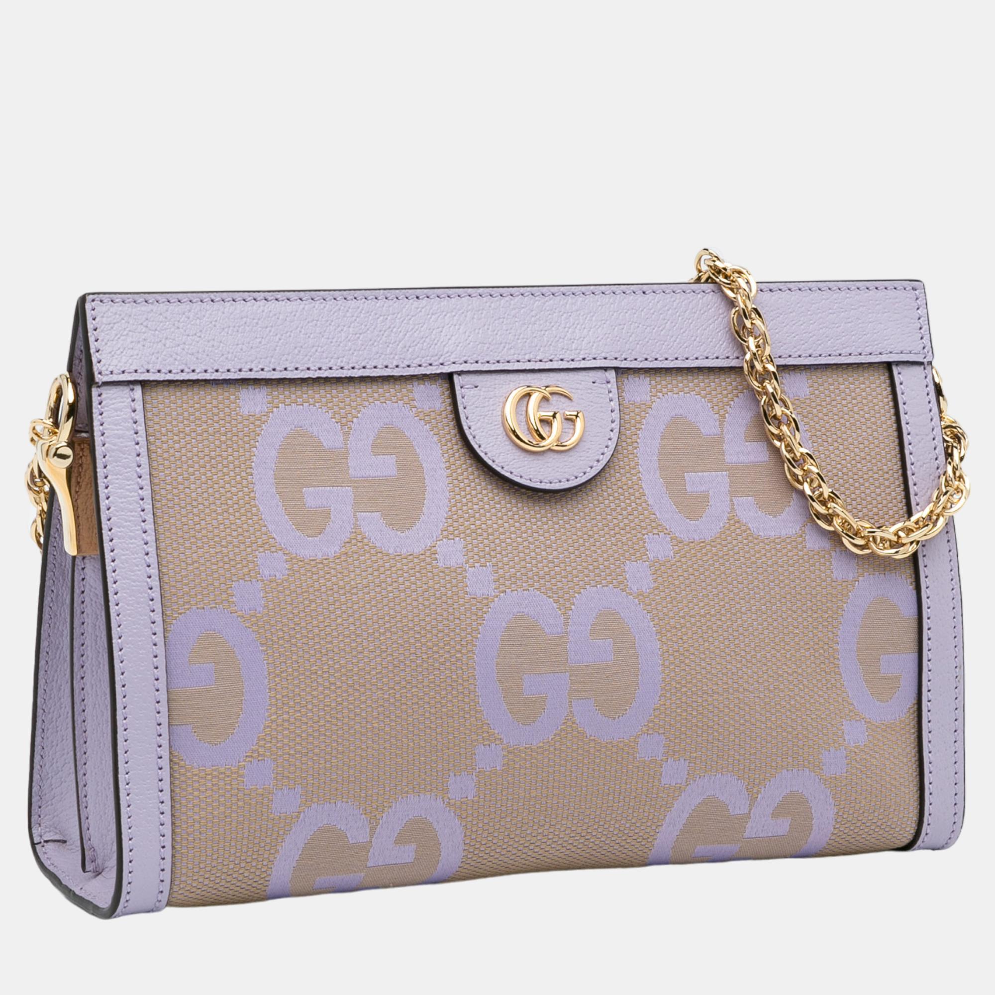 

Gucci Purple/Beige Small Jumbo GG Web Ophidia Crossbody Bag