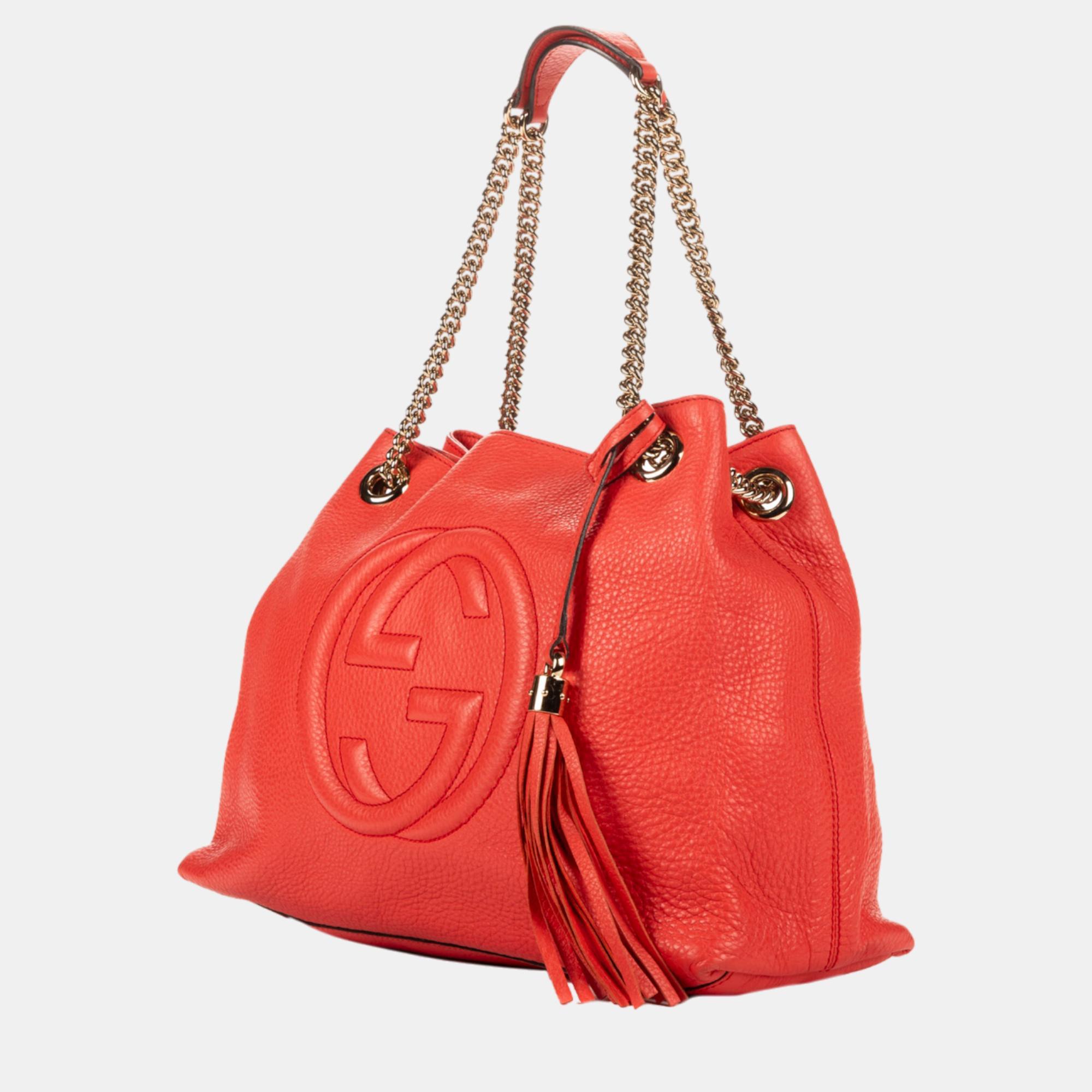 

Gucci Orange Medium Soho Chain Tote