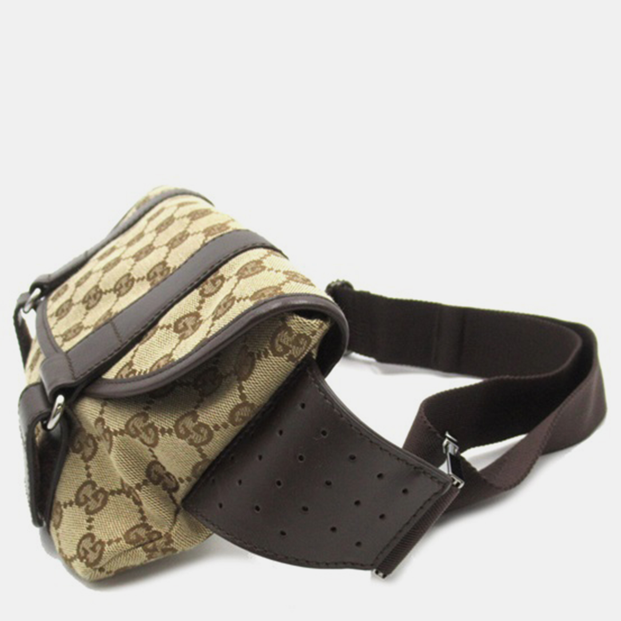 

Gucci Beige Leather-Trimmed GG Canvas Waist Bag