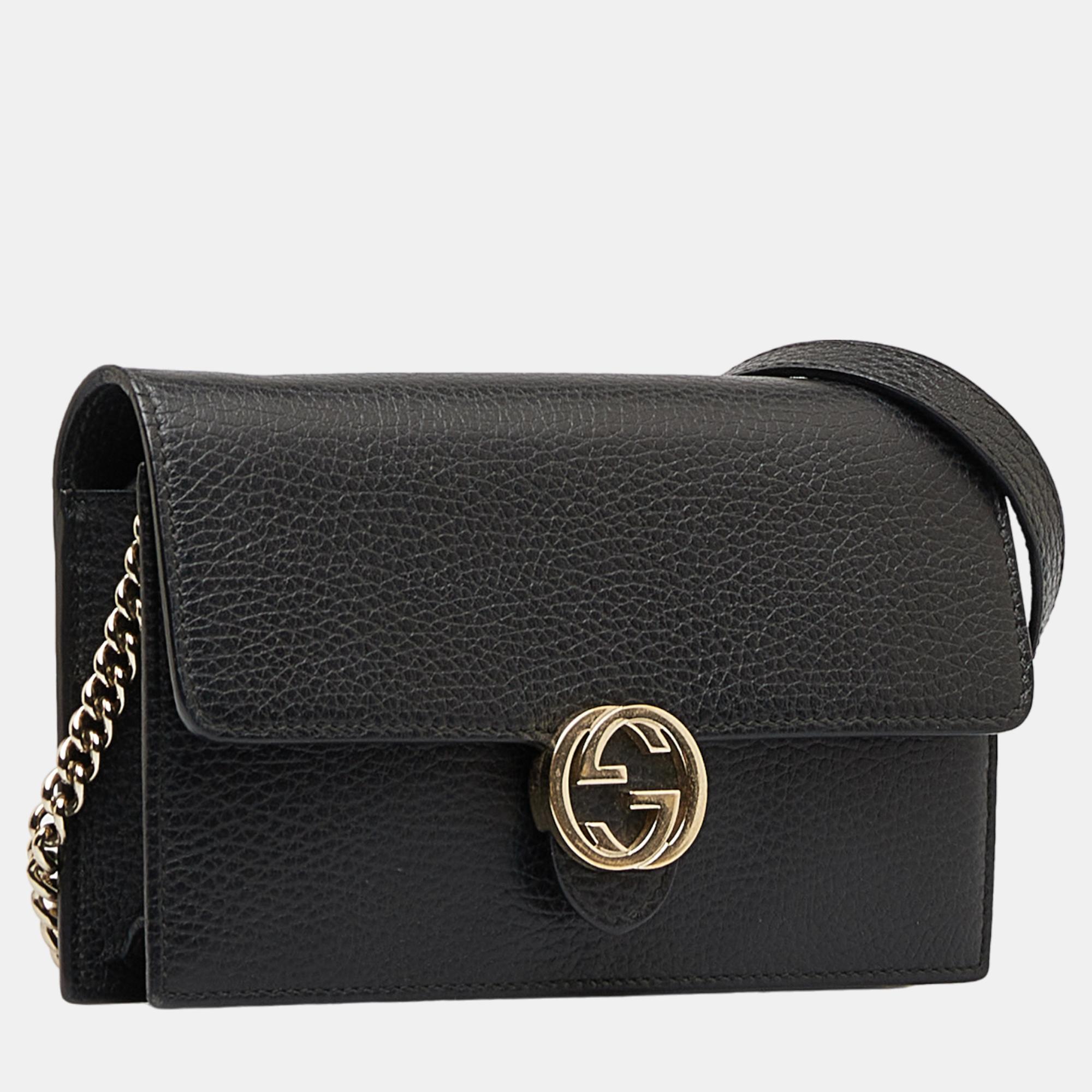

Gucci Black Dollar Interlocking G Wallet on Chain
