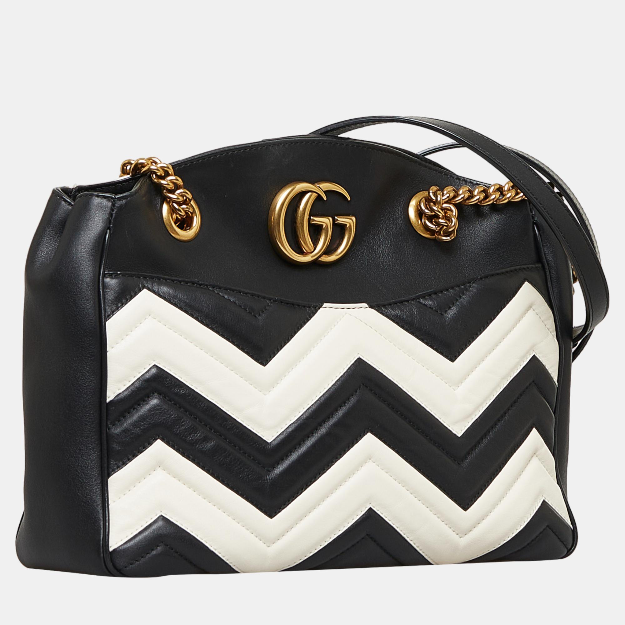 

Gucci Black/white Medium GG Marmont