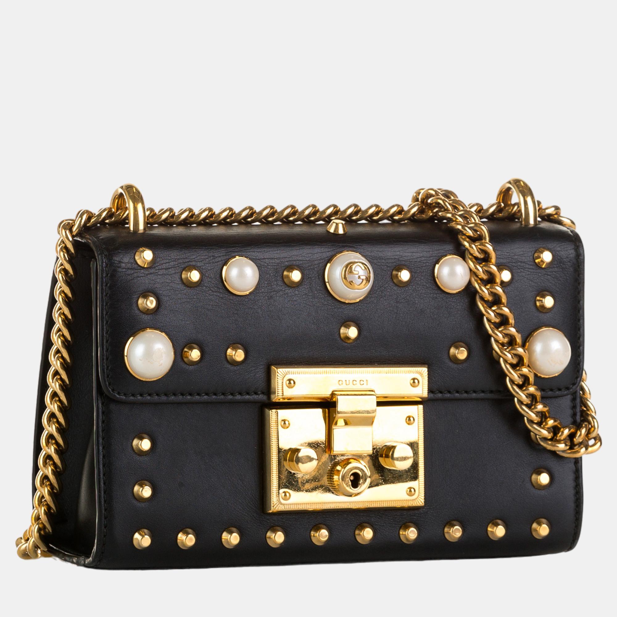 

Gucci Black Pearl Studded Padlock