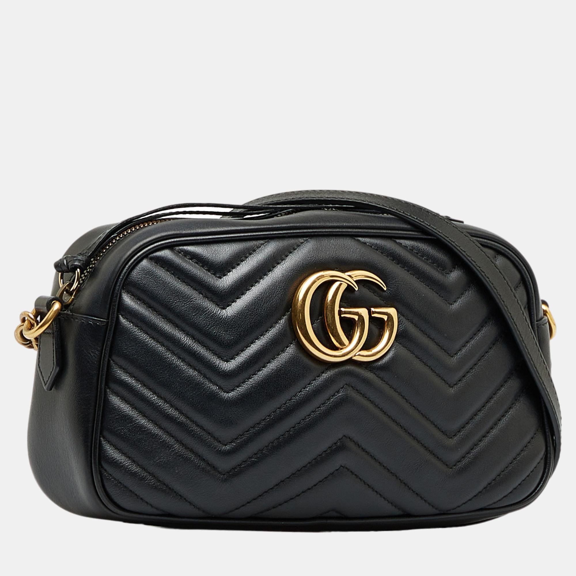 

Gucci Black Small GG Marmont Matelasse Crossbody Bag