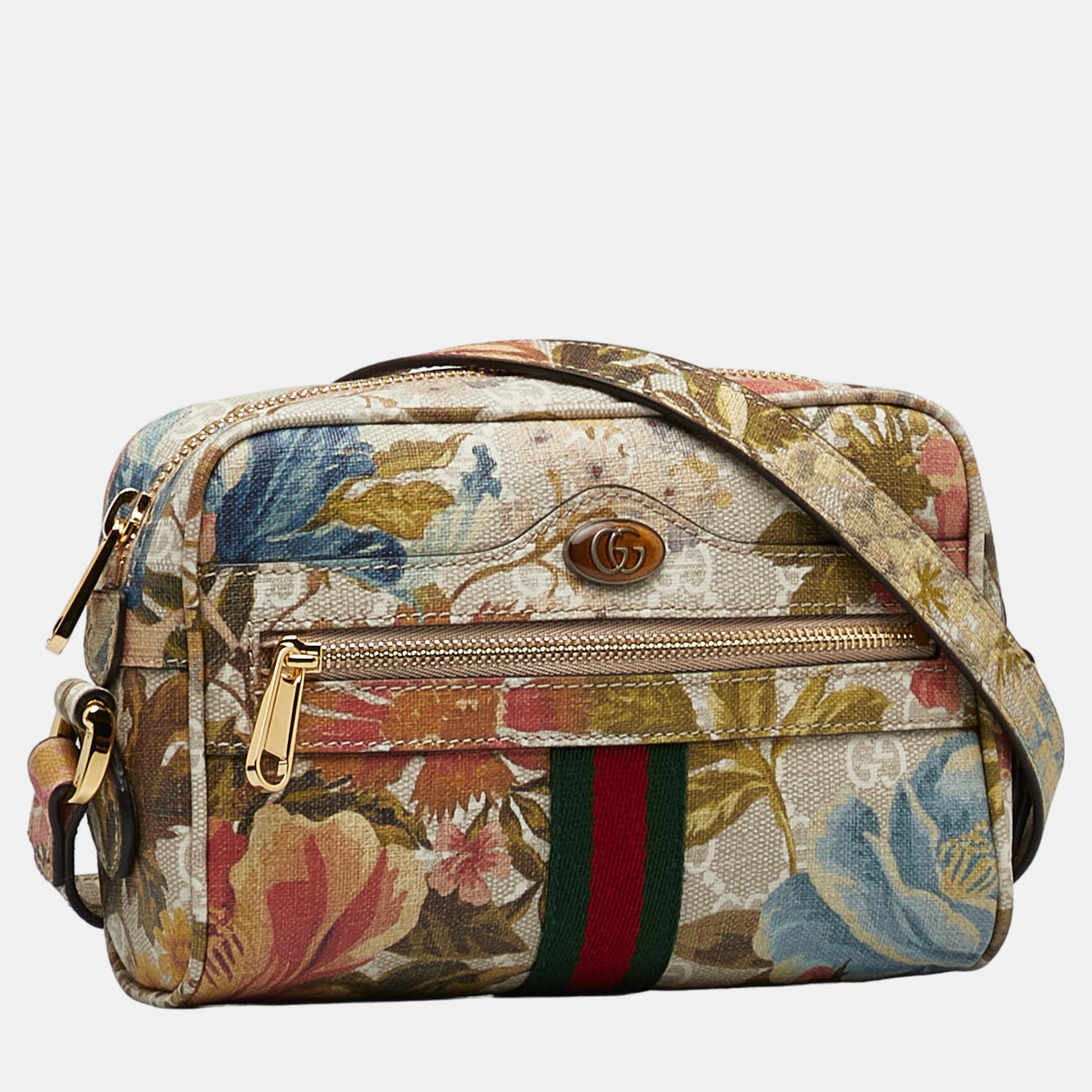 

Gucci Beige/Brown Mini GG Supreme Flora Ophidia Crossbody Bag