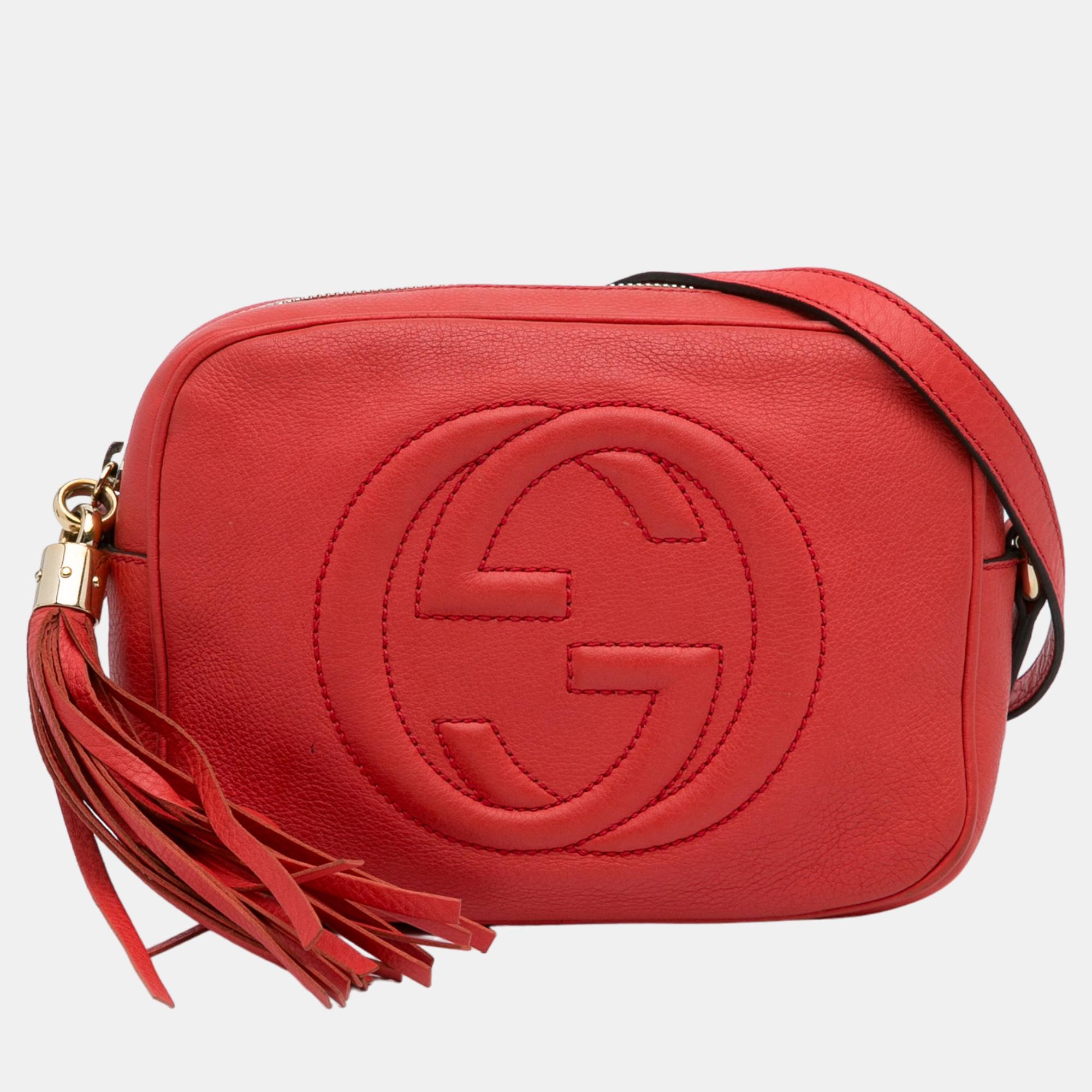 Pre-owned Gucci Red Small Soho Disco Crossbody Bag