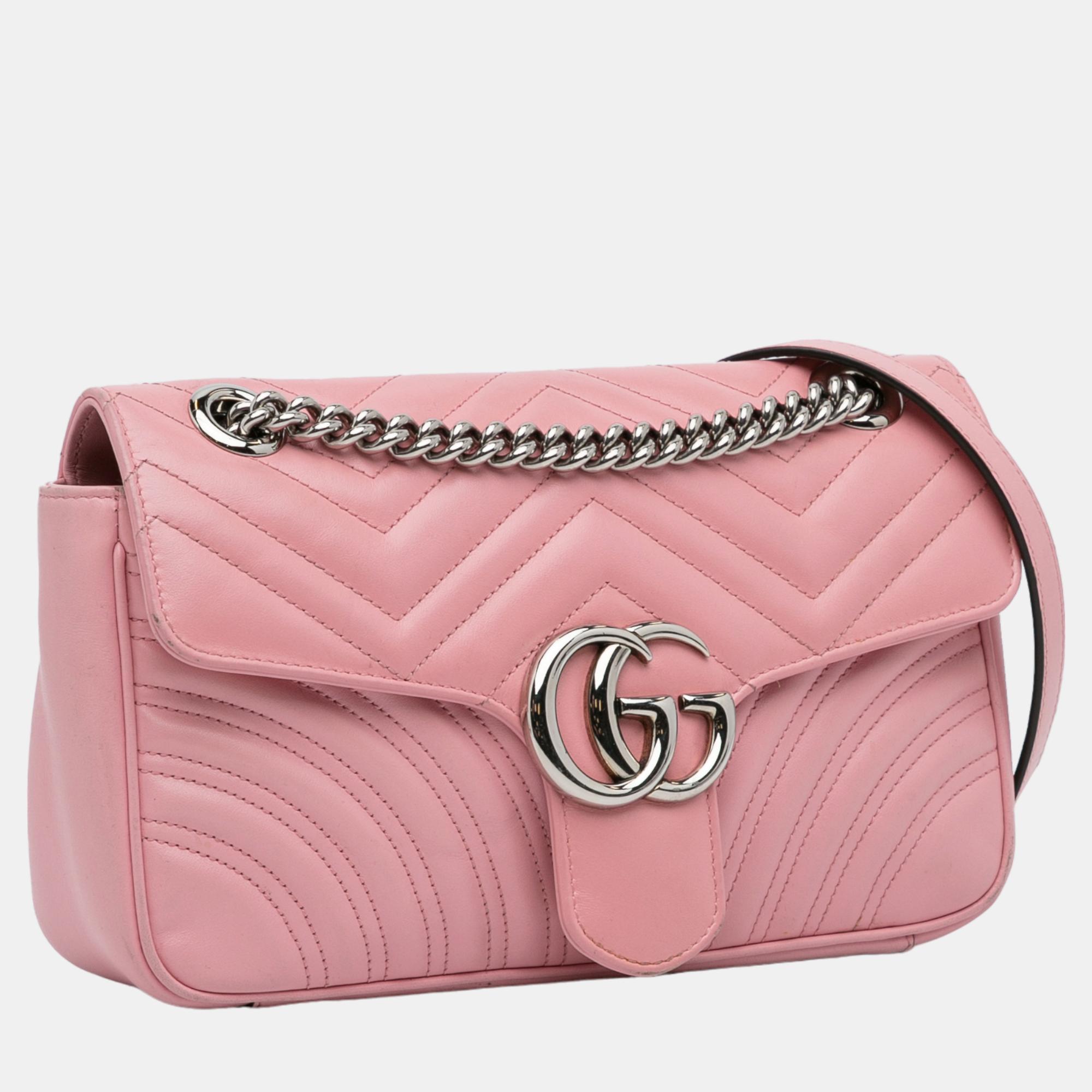 

Gucci Pink Small GG Marmont Matelasse Crossbody