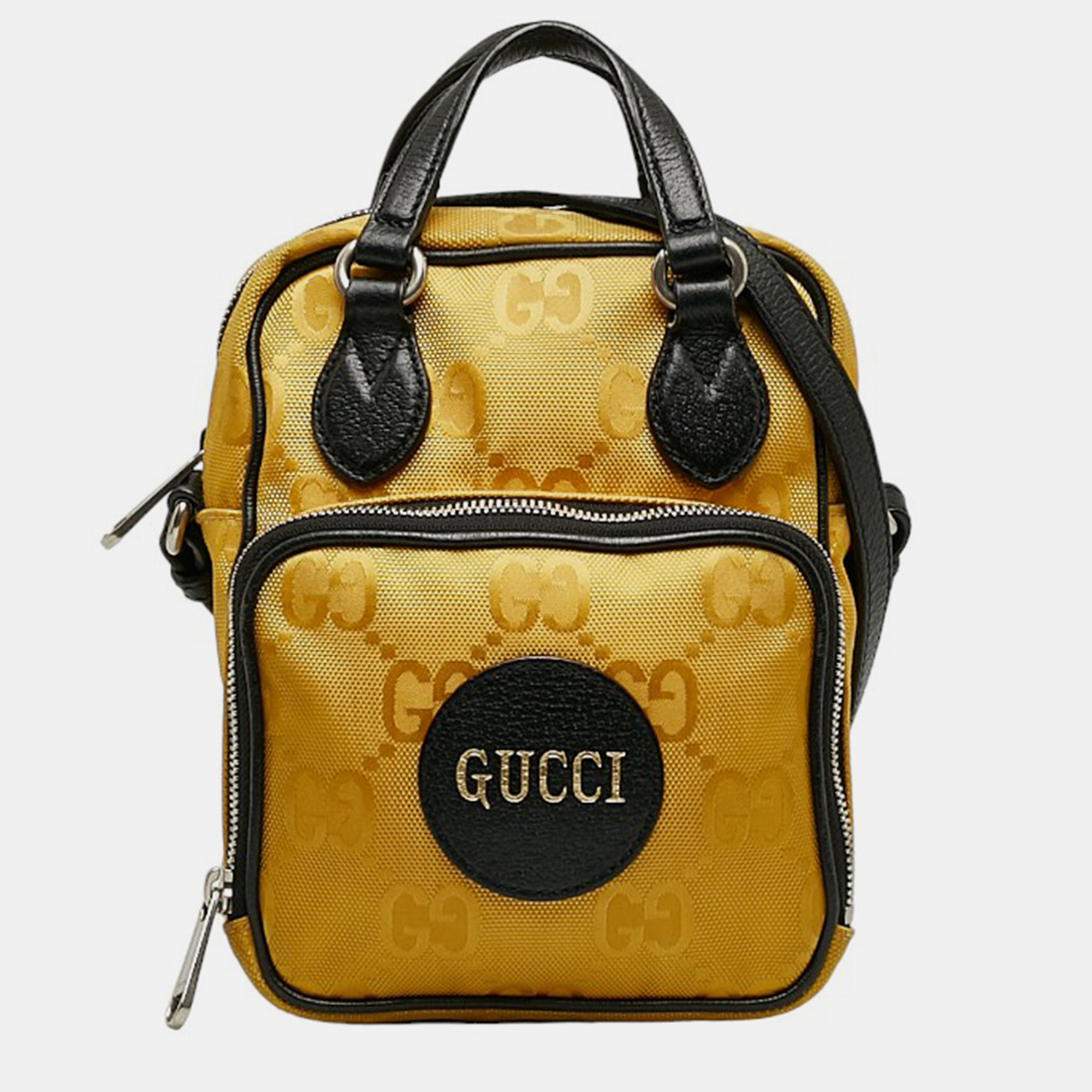 Pre-owned Gucci Yellow Gg Nylon Econyl Off The Grid Crossbody Bag