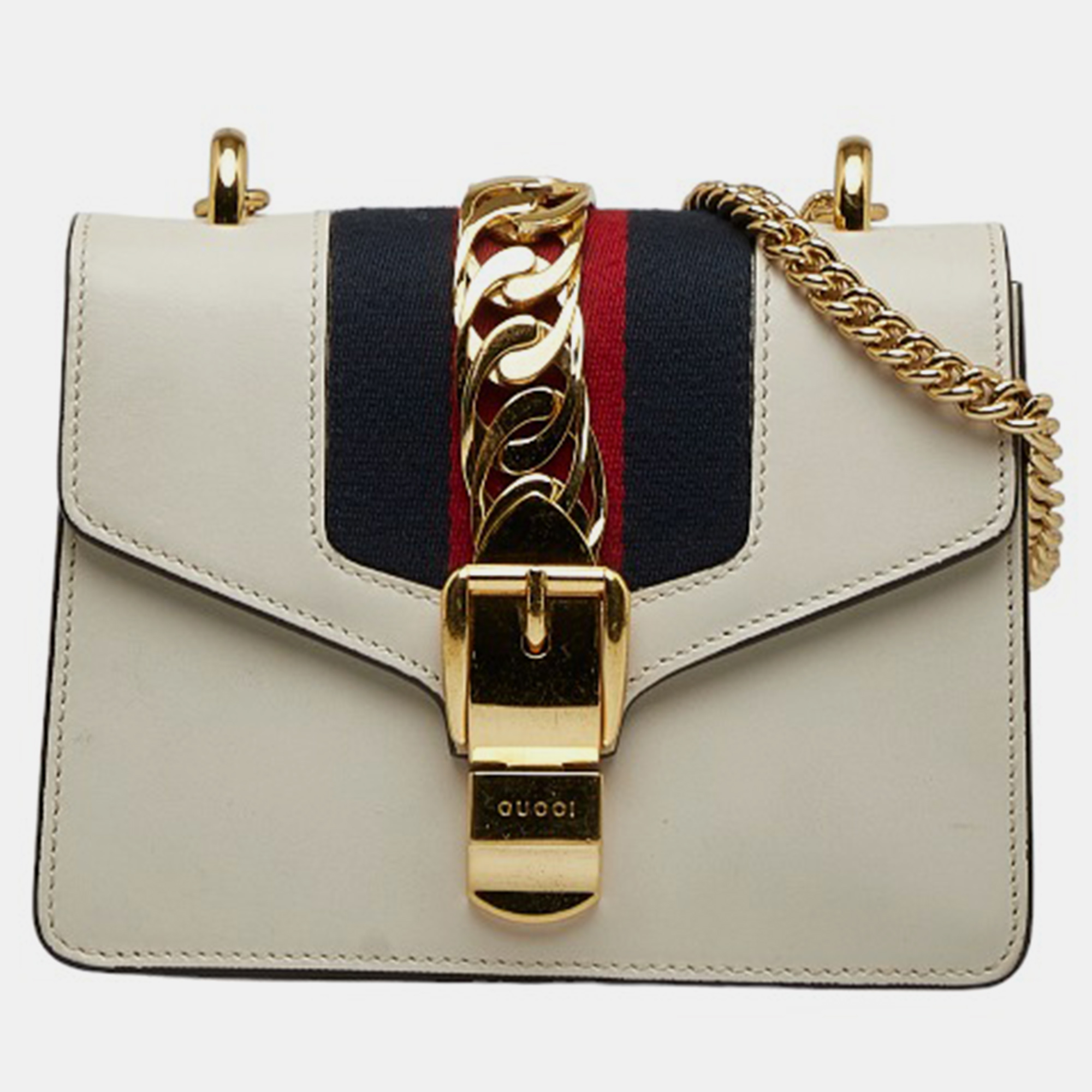 

Gucci White Leather Mini Sylvie Chain Shoulder Bag