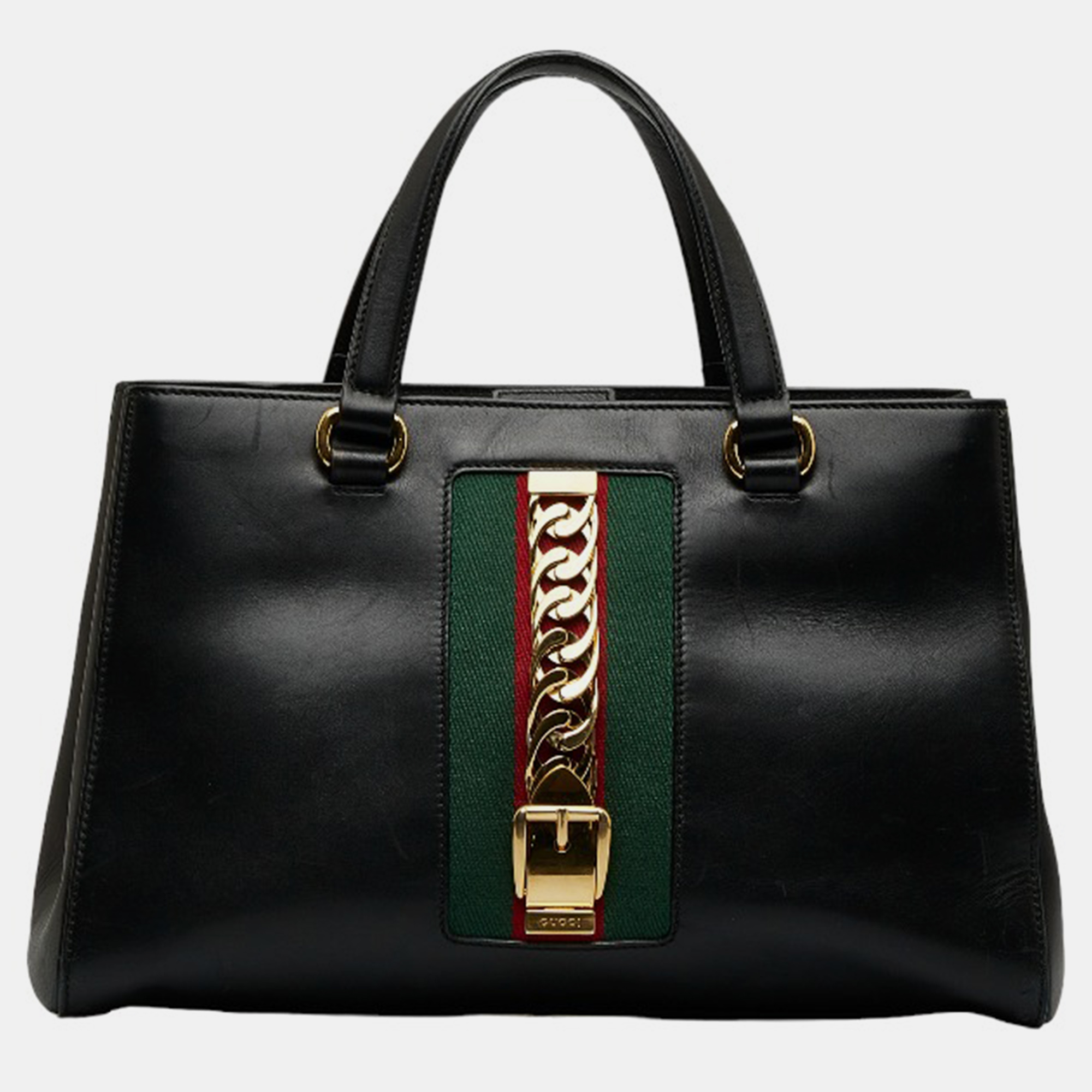 

Gucci Black Leather  Sylvie Top Handle Bag