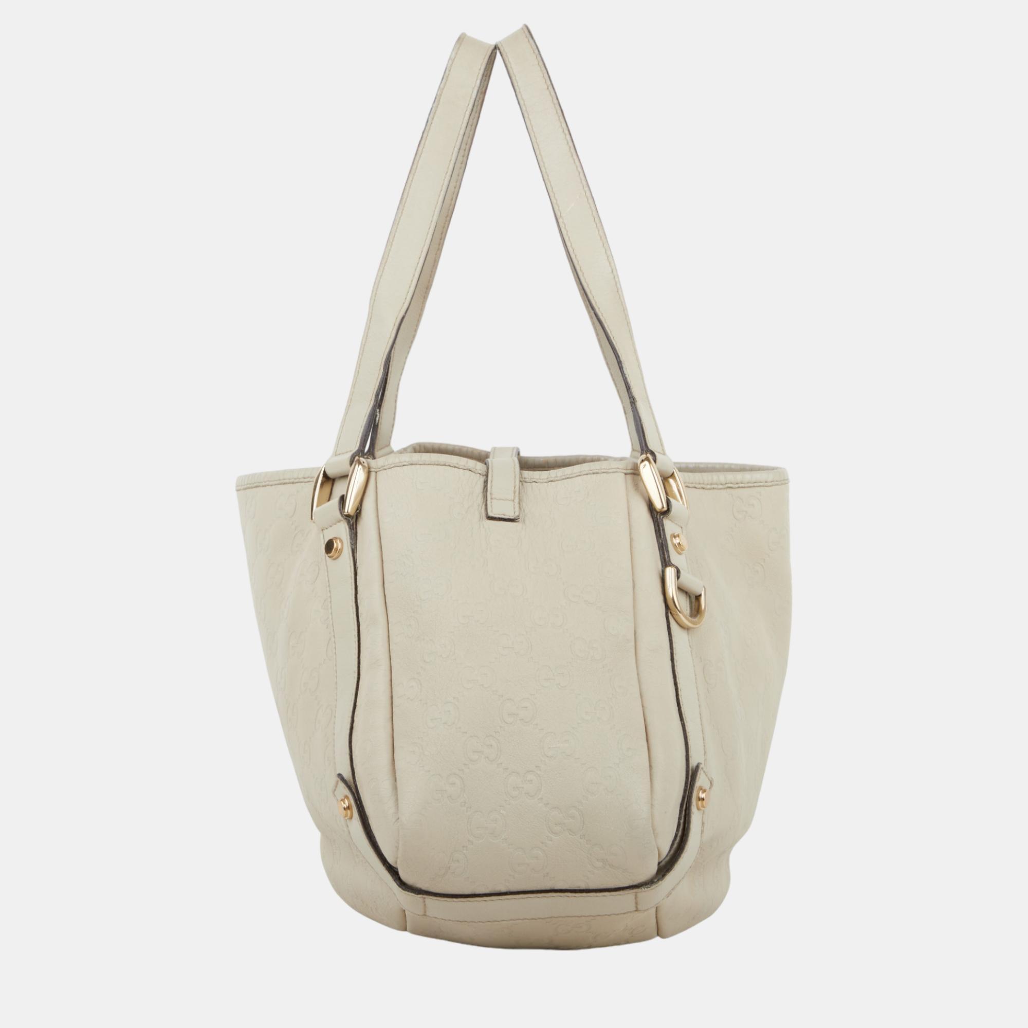 

Gucci Abbey Tote Bag Guccissima, Beige